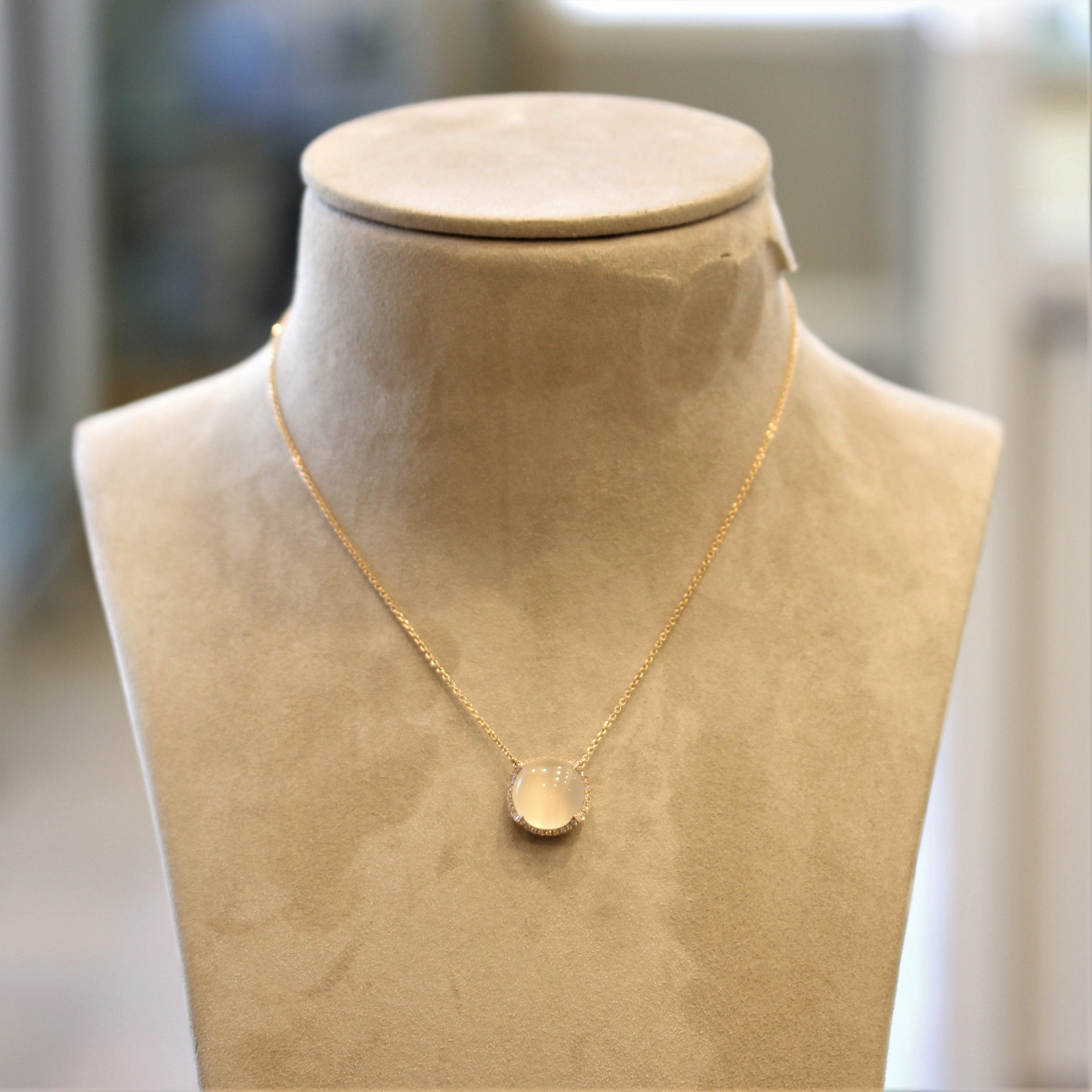 Moonstone Diamond Gold Necklace