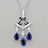 Sapphire Diamond Triple-Drop Gold Pendant