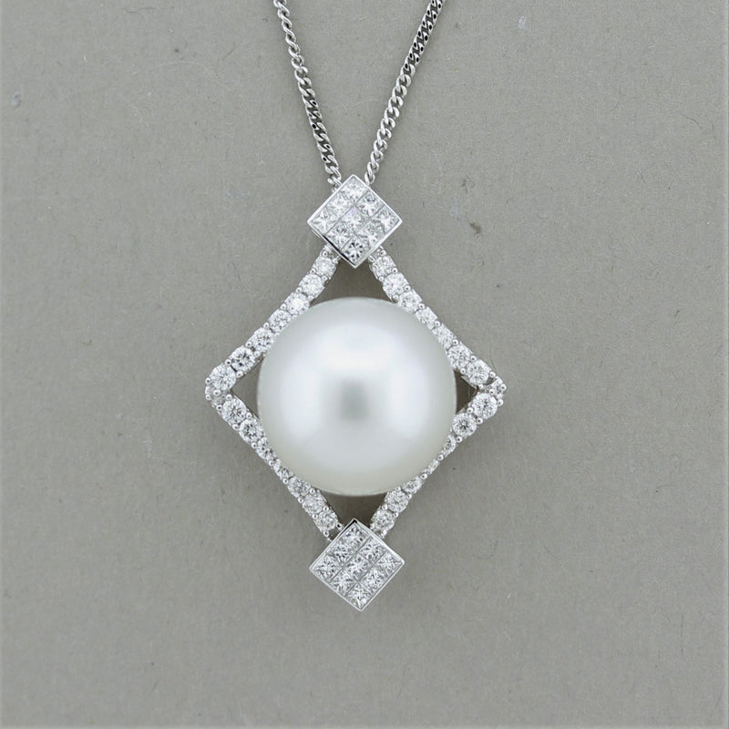 South Sea Pearl Diamond Gold Pendant