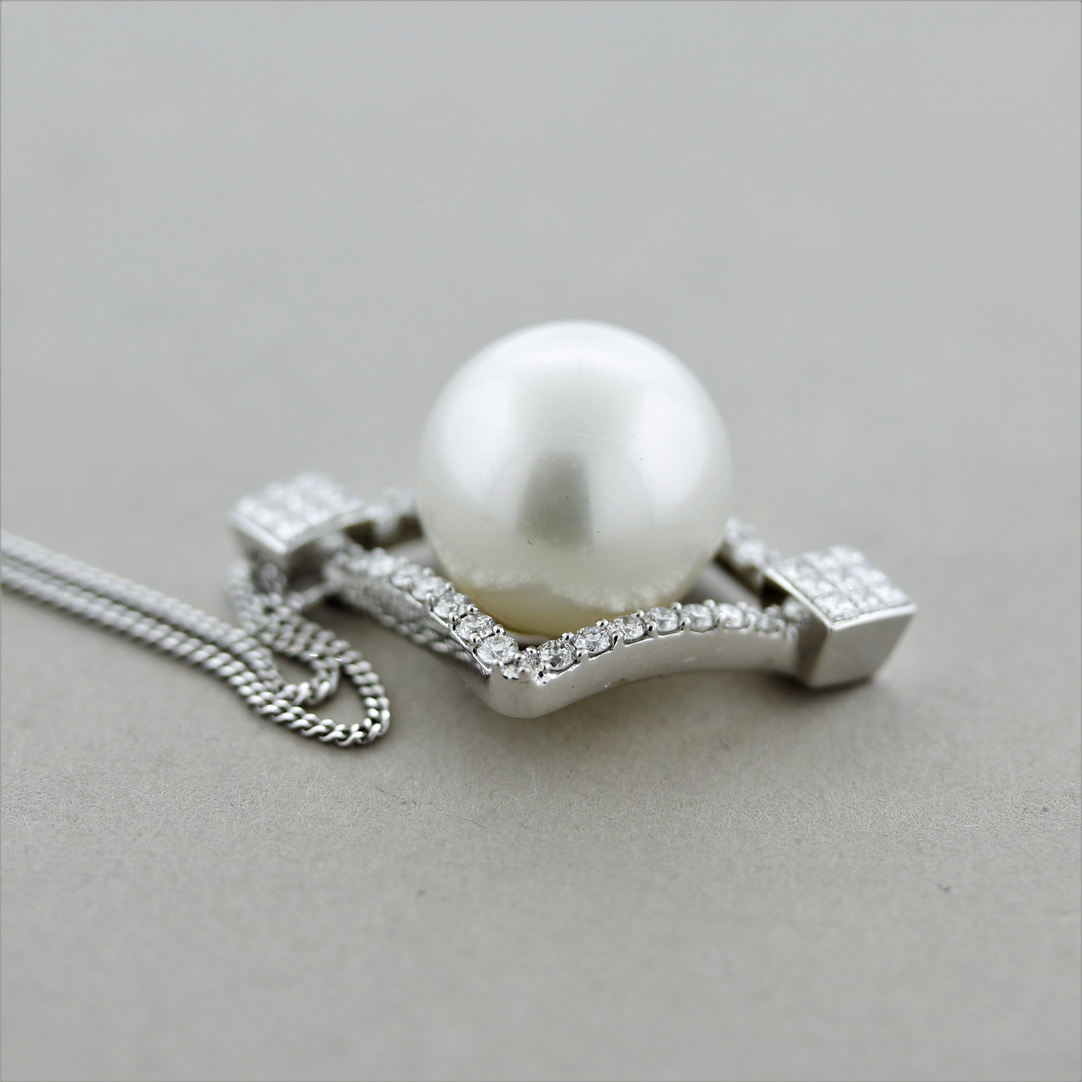 South Sea Pearl Diamond Gold Pendant