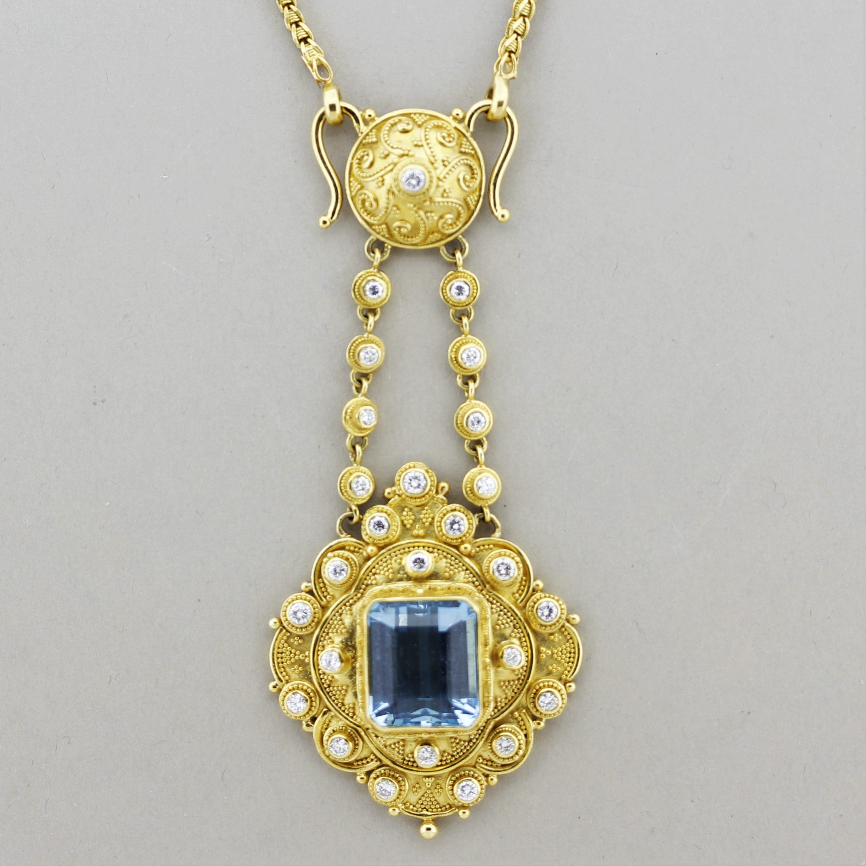 Luna Felix Aquamarine Diamond Gold Pendant