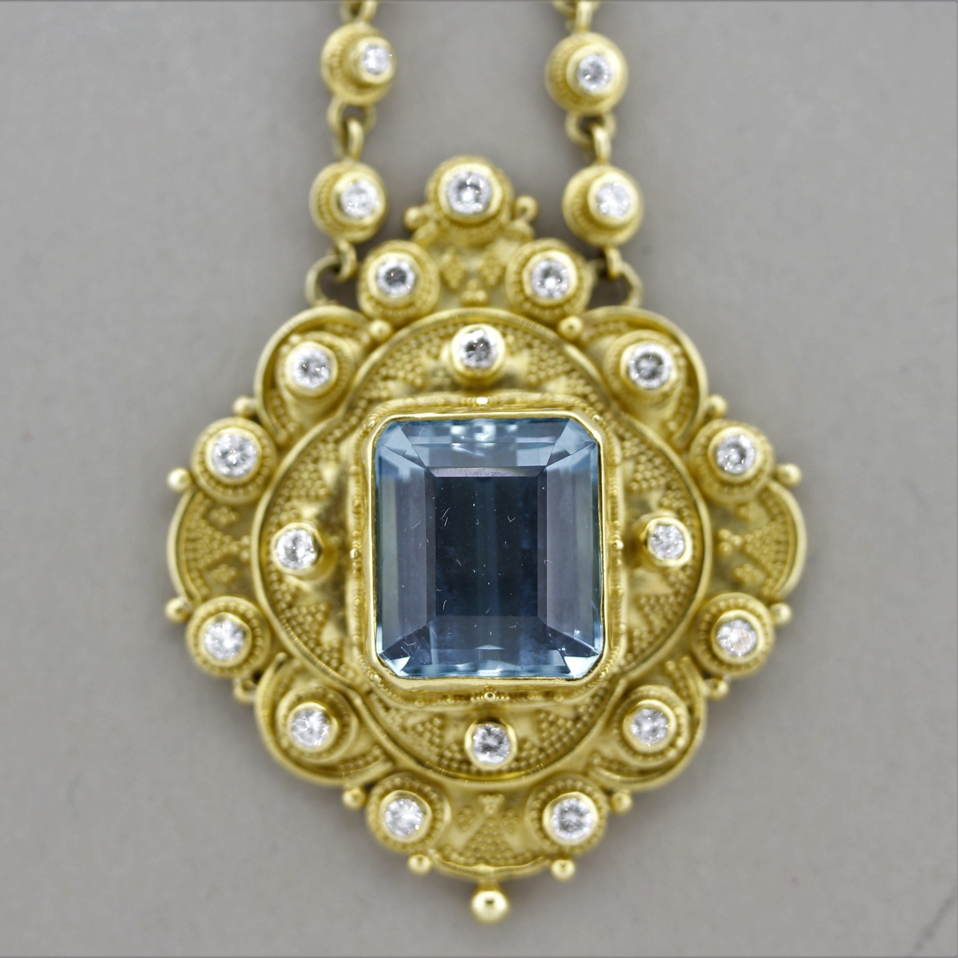 Luna Felix Aquamarine Diamond Gold Pendant