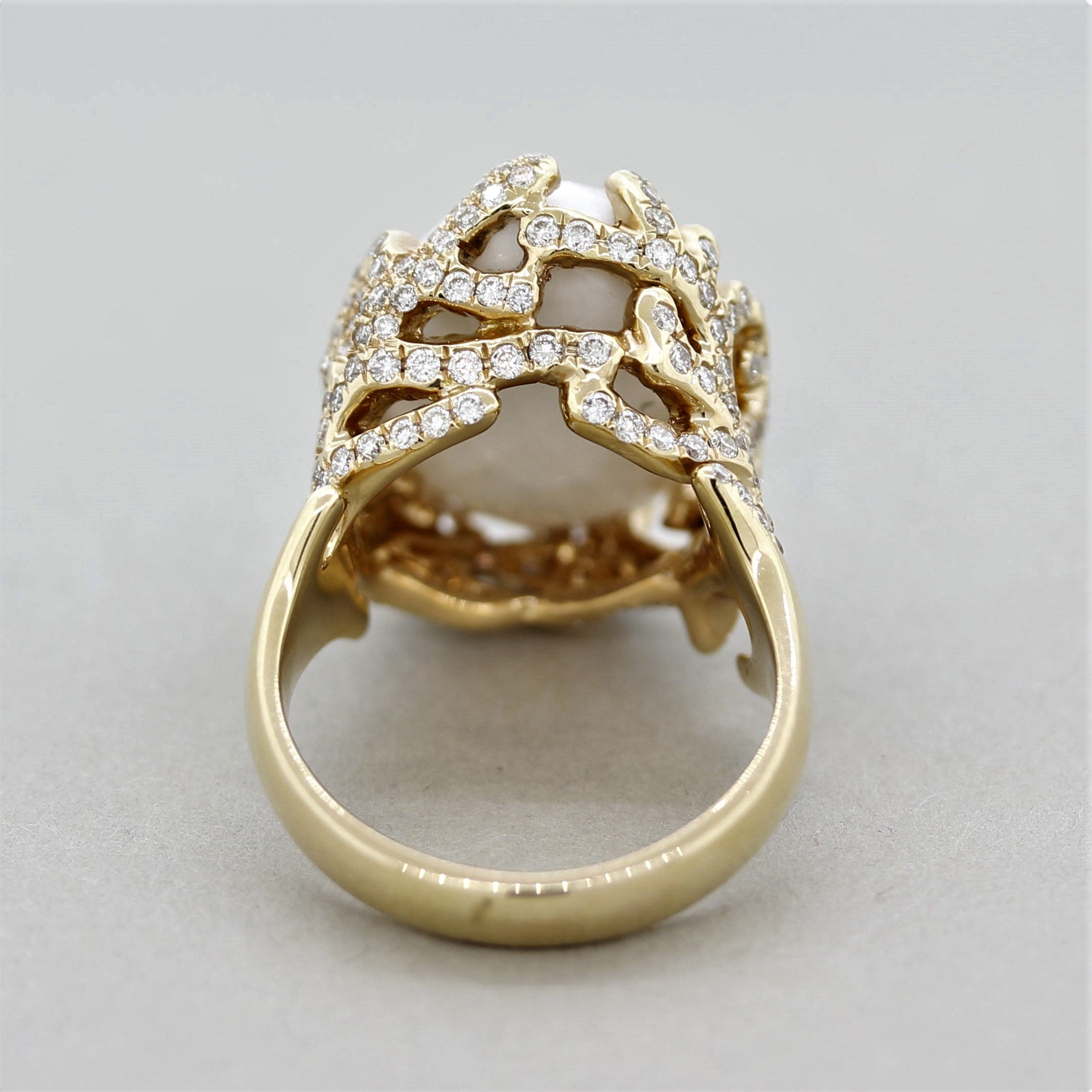 White Onyx Diamond Gold Ring