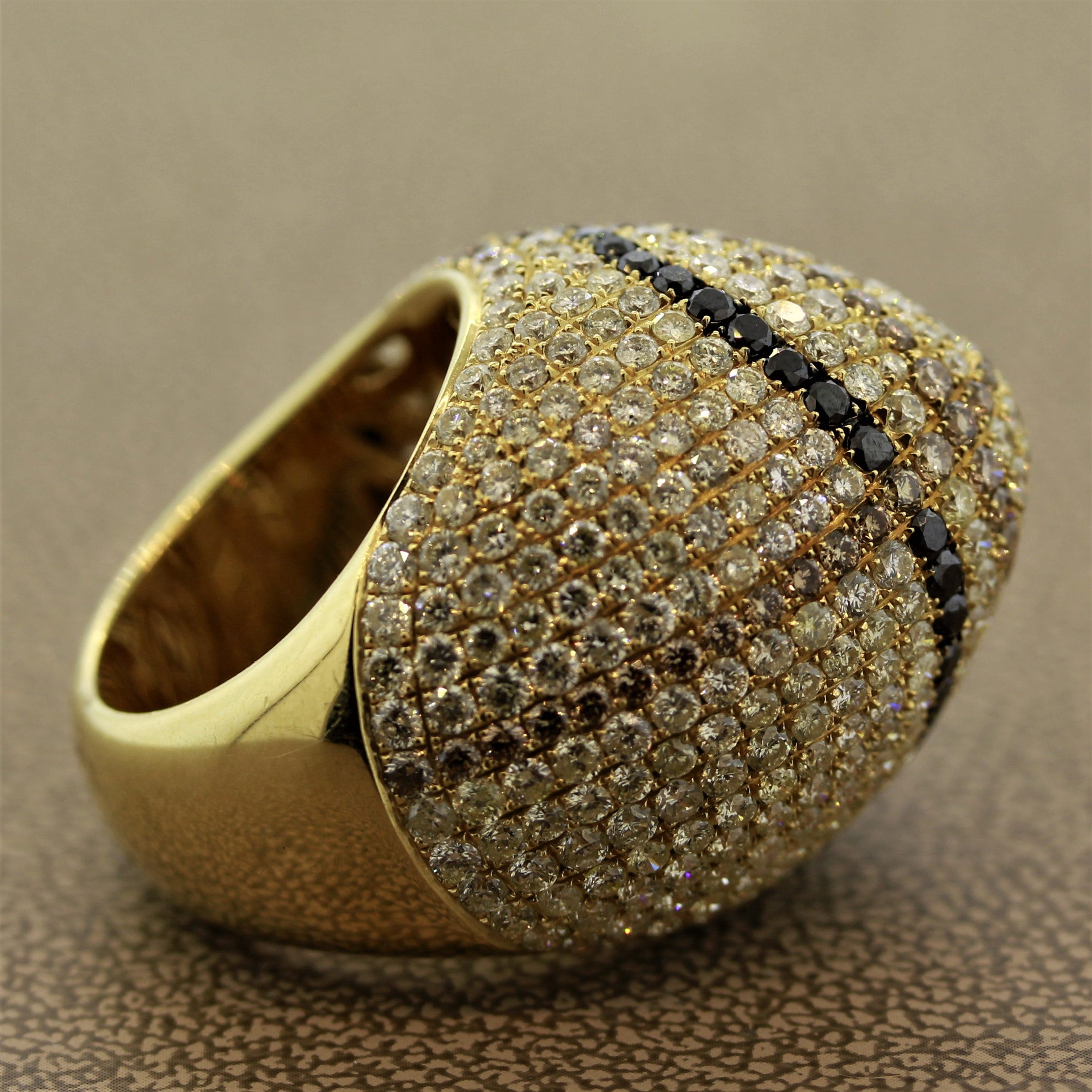 Fancy Colored Diamond Gold Dome Cocktail Ring