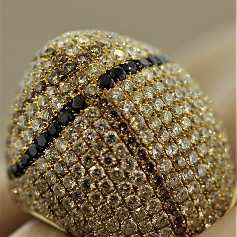 Fancy Colored Diamond Gold Dome Cocktail Ring