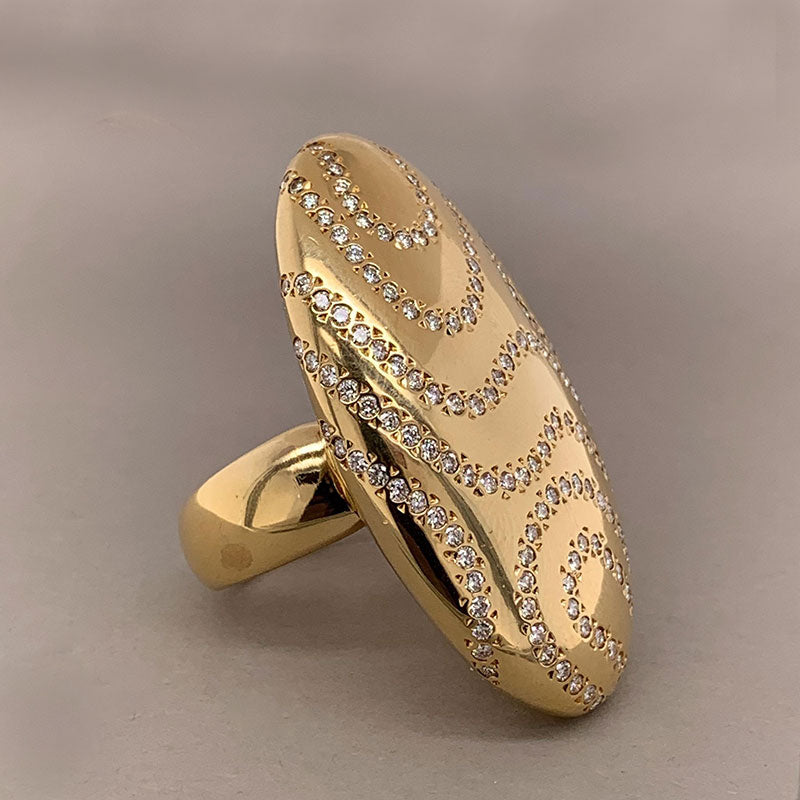Cadar Yellow Gold Duality Cocktail Ring with Black and White Diamonds