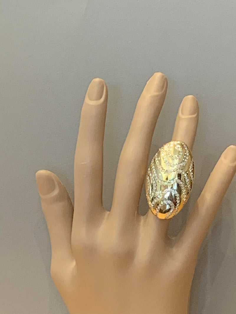 Vintage Natural .60Cts VS G Diamond 18K Solid Gold 2 Tone Dome Cocktail Ring  - ExoticGold