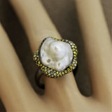 Baroque South Sea Pearl Diamond Gold Ring