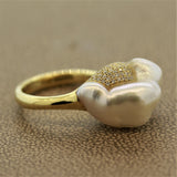 Baroque South Sea Pearl Diamond Gold “Mountain” Ring