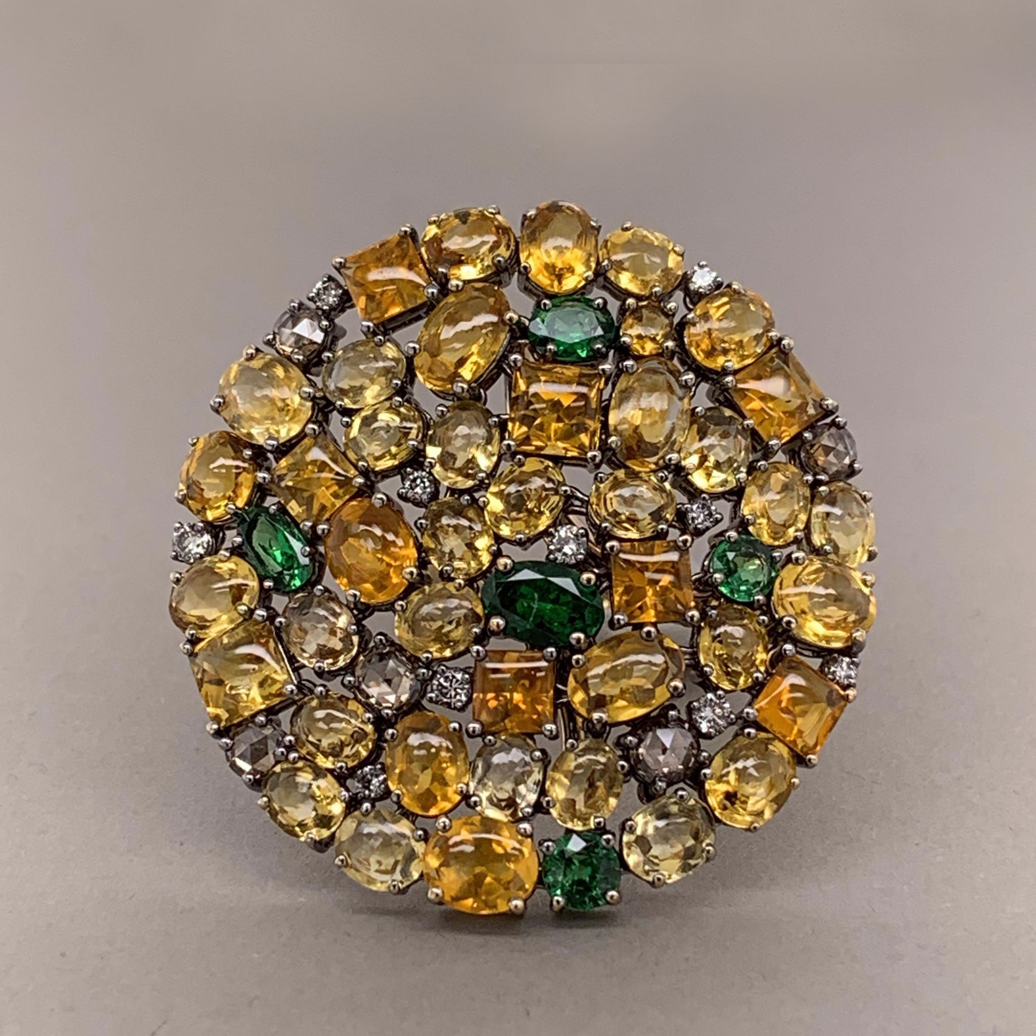 Flexible Diamond Tsavorite Sapphire Gold Cocktail Ring