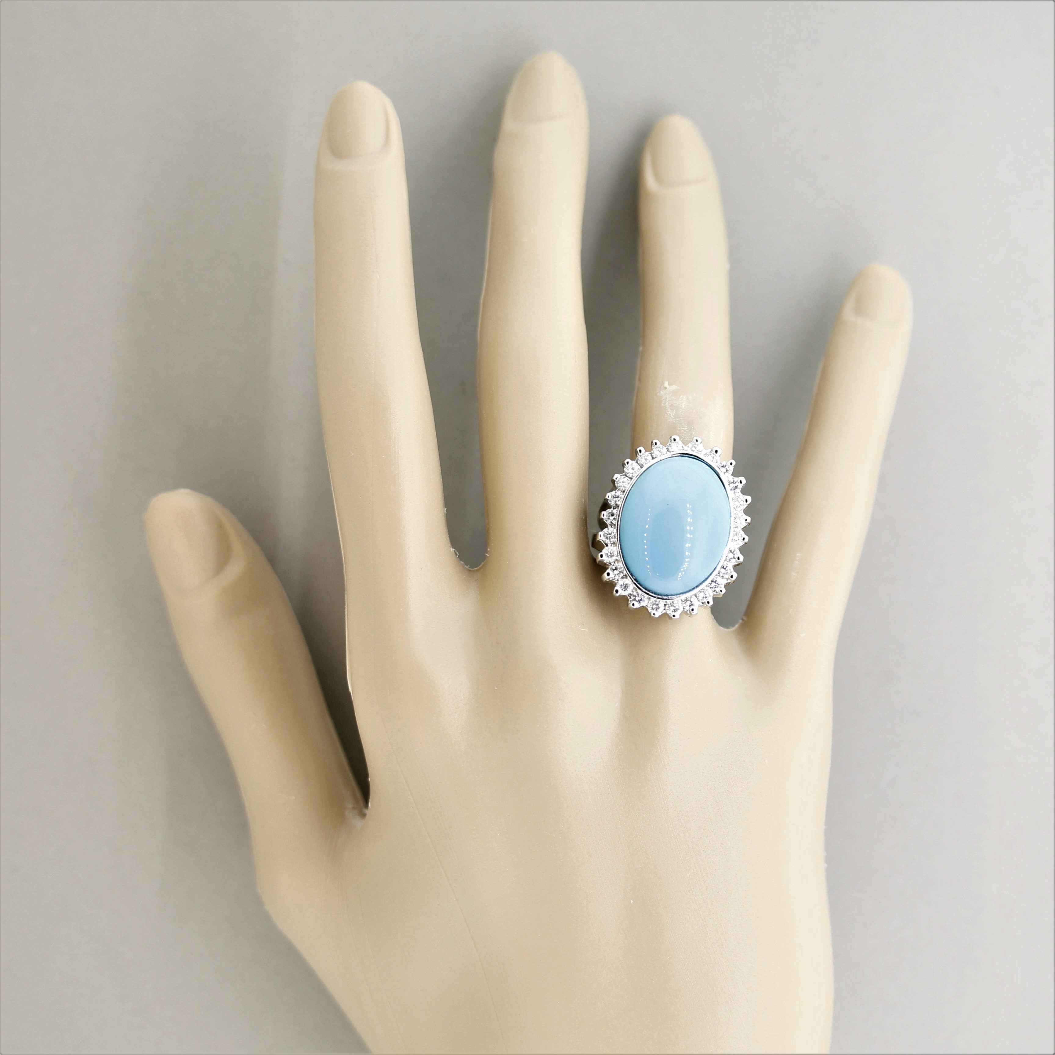 Turquoise Diamond Halo Gold Cocktail Ring