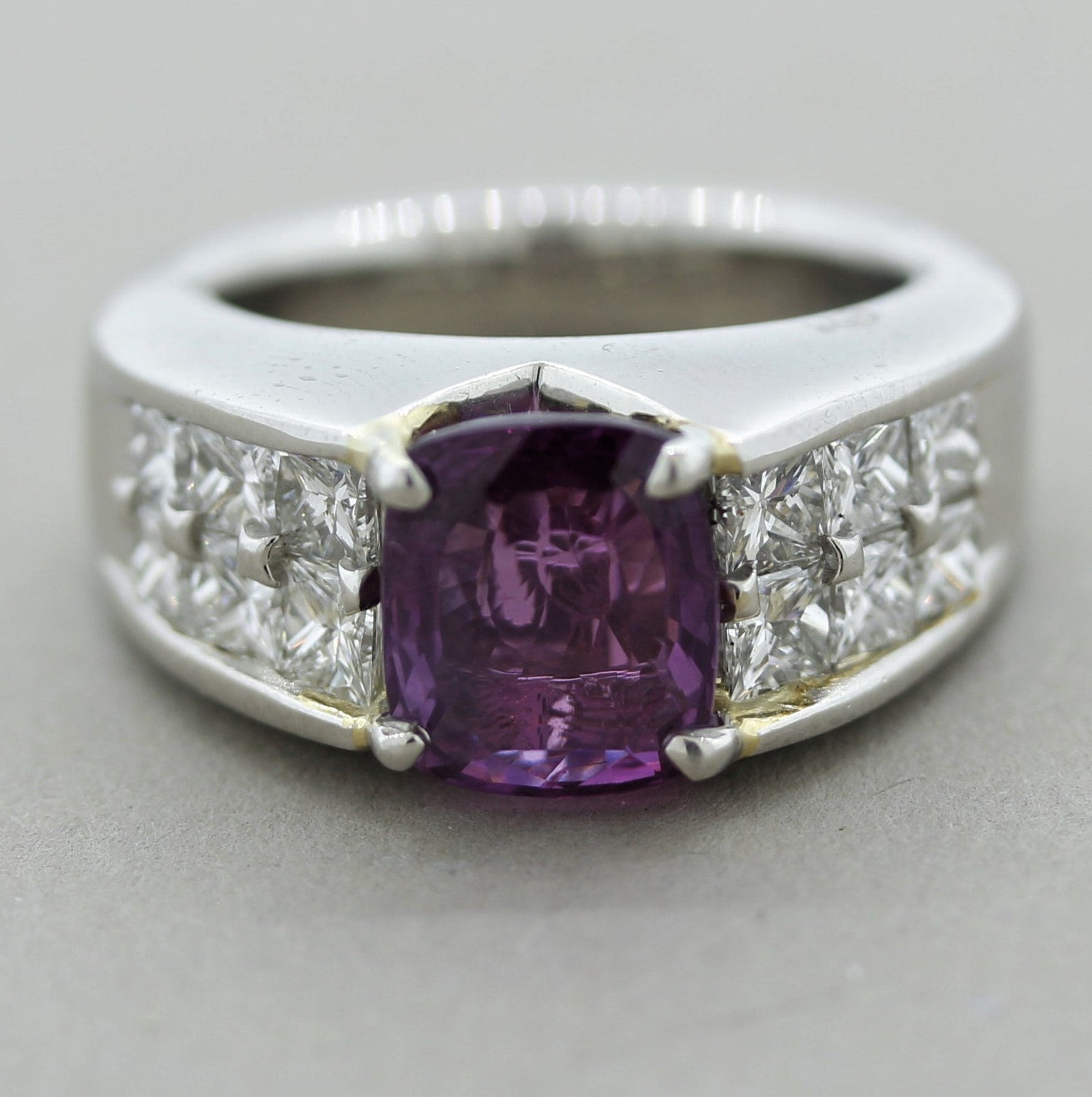 Purple Sapphire Diamond Platinum Ring