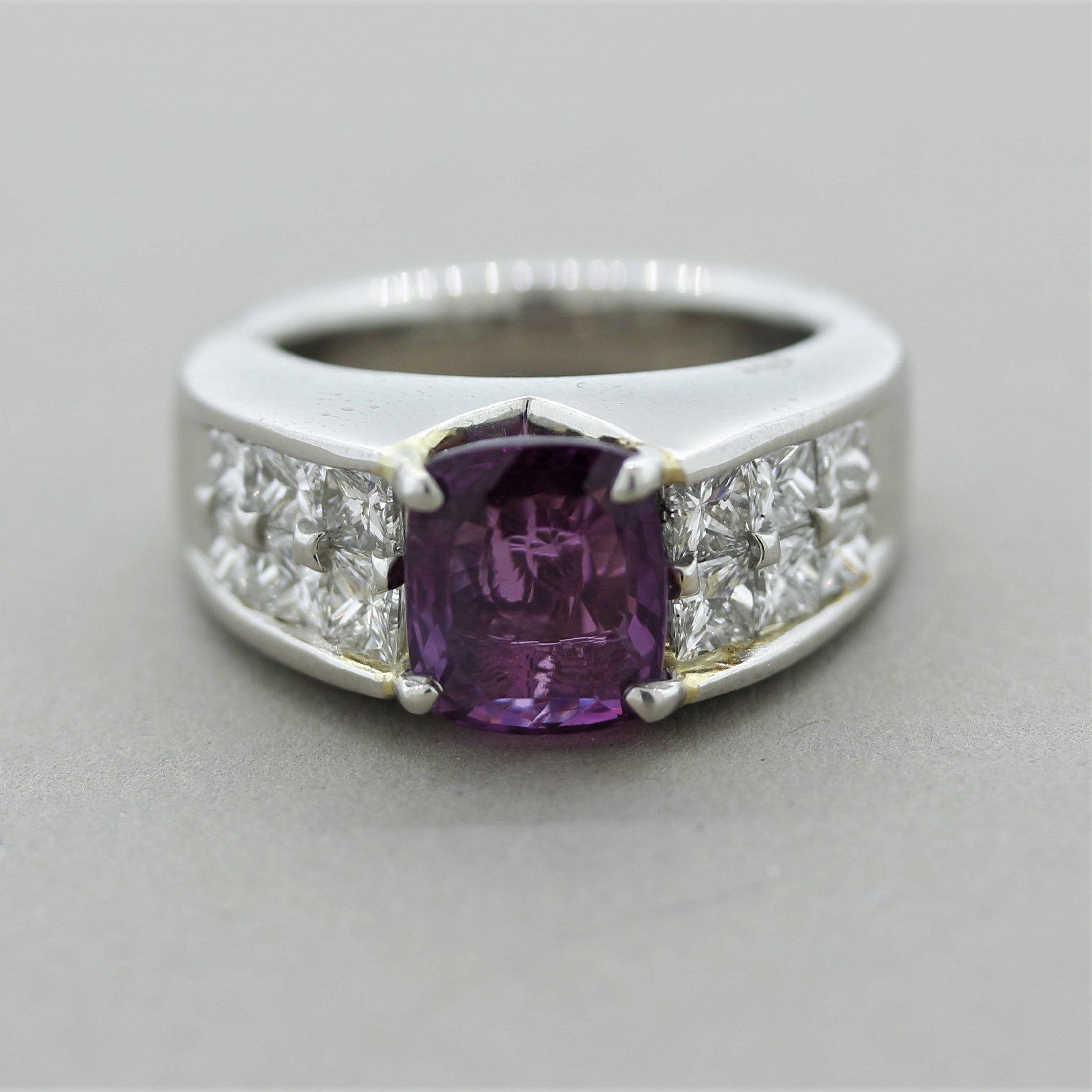 Purple Sapphire Diamond Platinum Ring