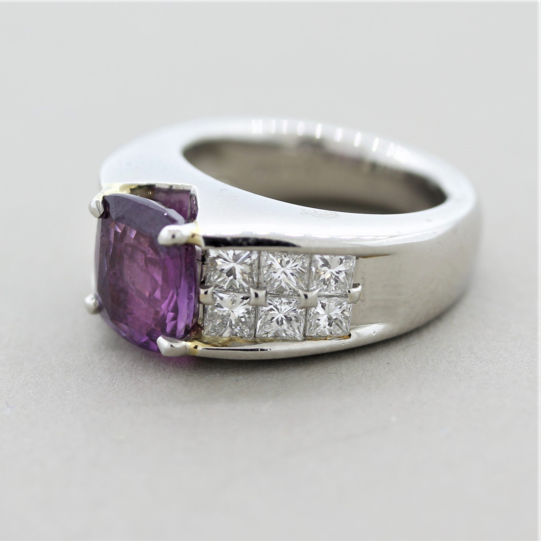 Purple Sapphire Diamond Platinum Ring