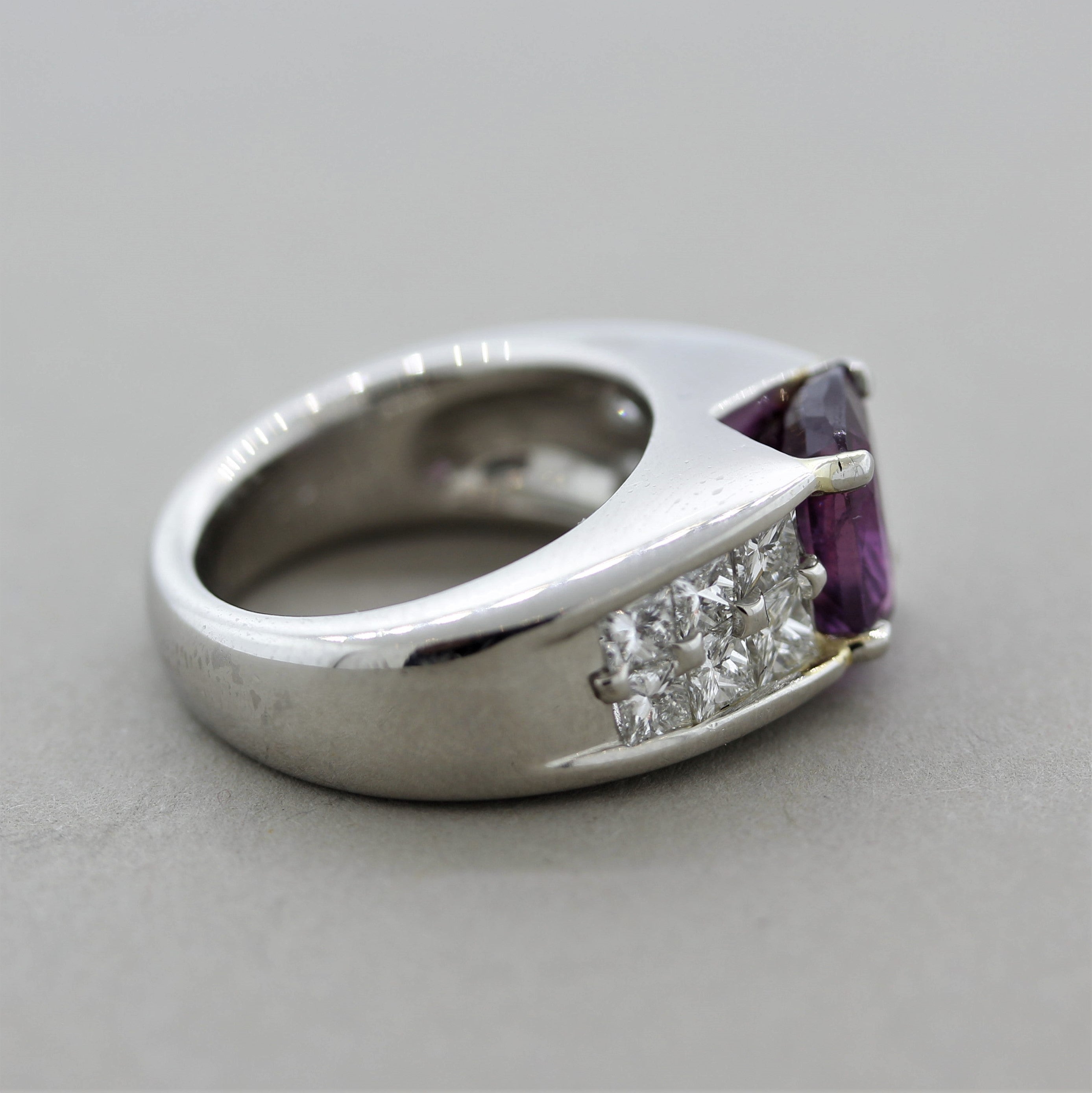 Purple Sapphire Diamond Platinum Ring