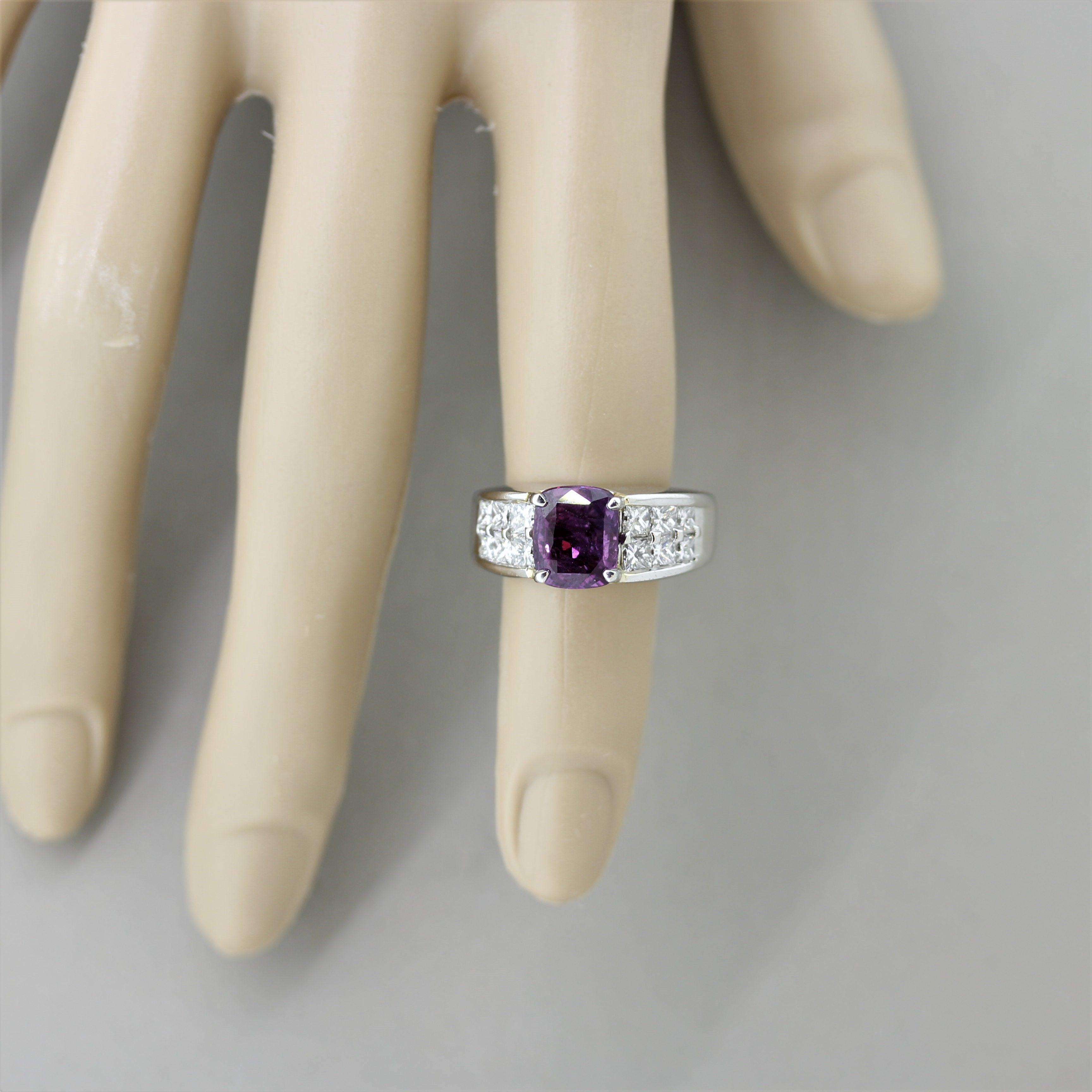 Purple Sapphire Diamond Platinum Ring