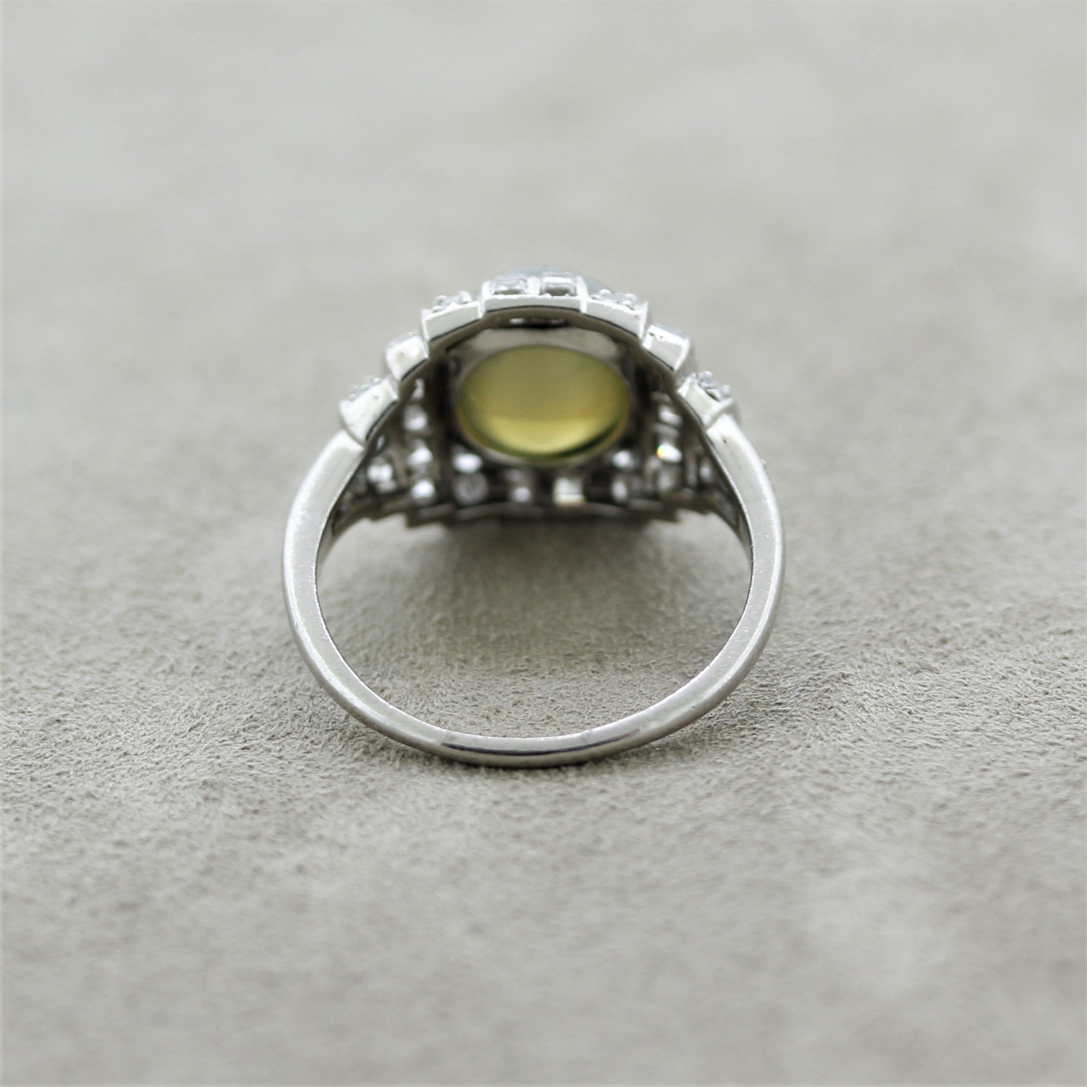 Art Deco Cats Eye Chrysoberyl Diamond Platinum Ring