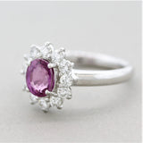 Fine Pink Sapphire Diamond “Princess Diana” Platinum Ring