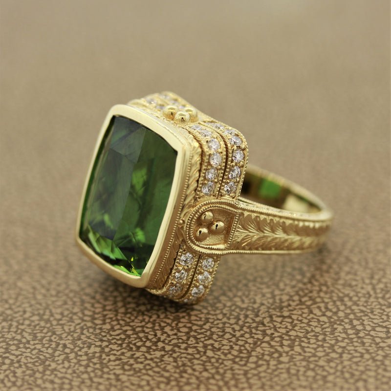 Green Tourmaline and Diamond Non Traditional Engagement Ring | Tatum |  Braverman Jewelry