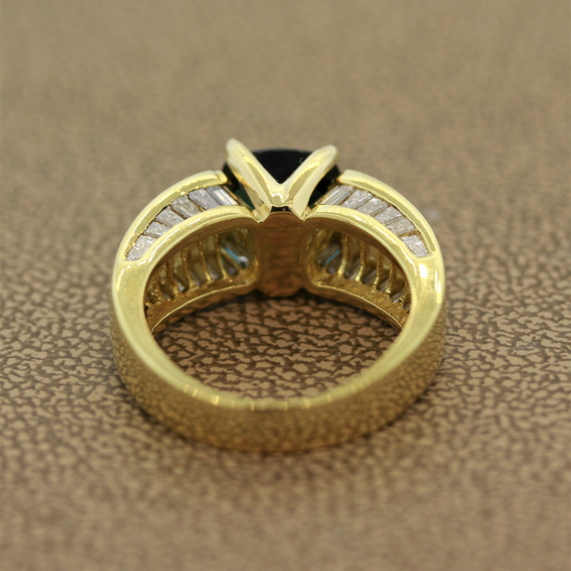 Indicolite Tourmaline Diamond Gold Ring