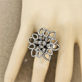 Diamond Black-Rhodium Gold Flower Ring