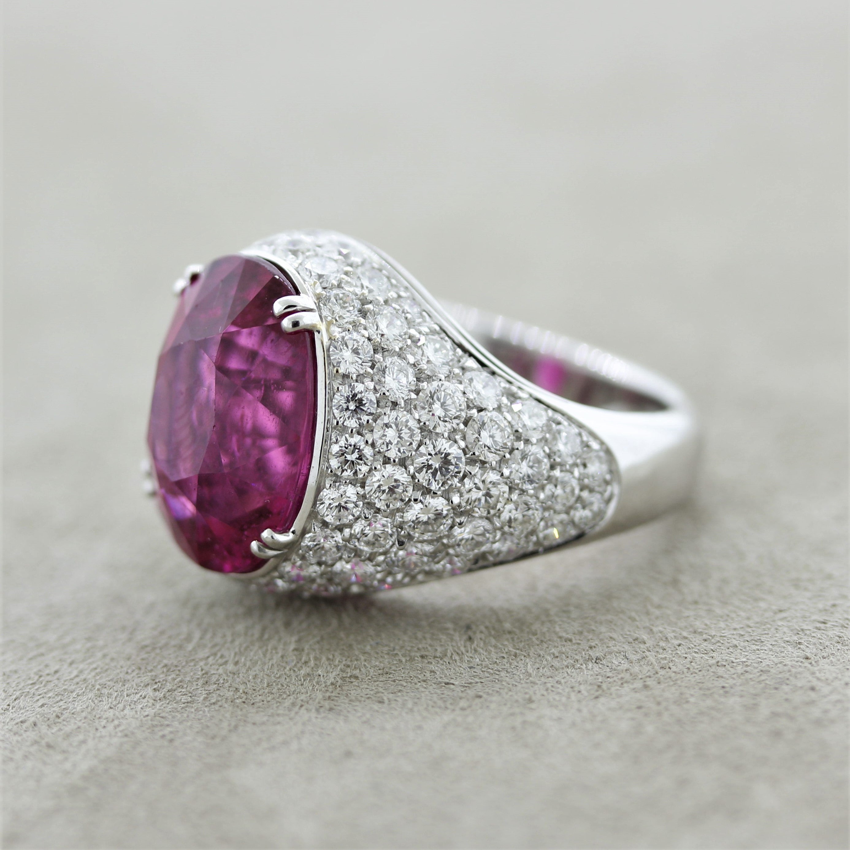 Superb Rubellite Tourmaline Diamond Gold Ring