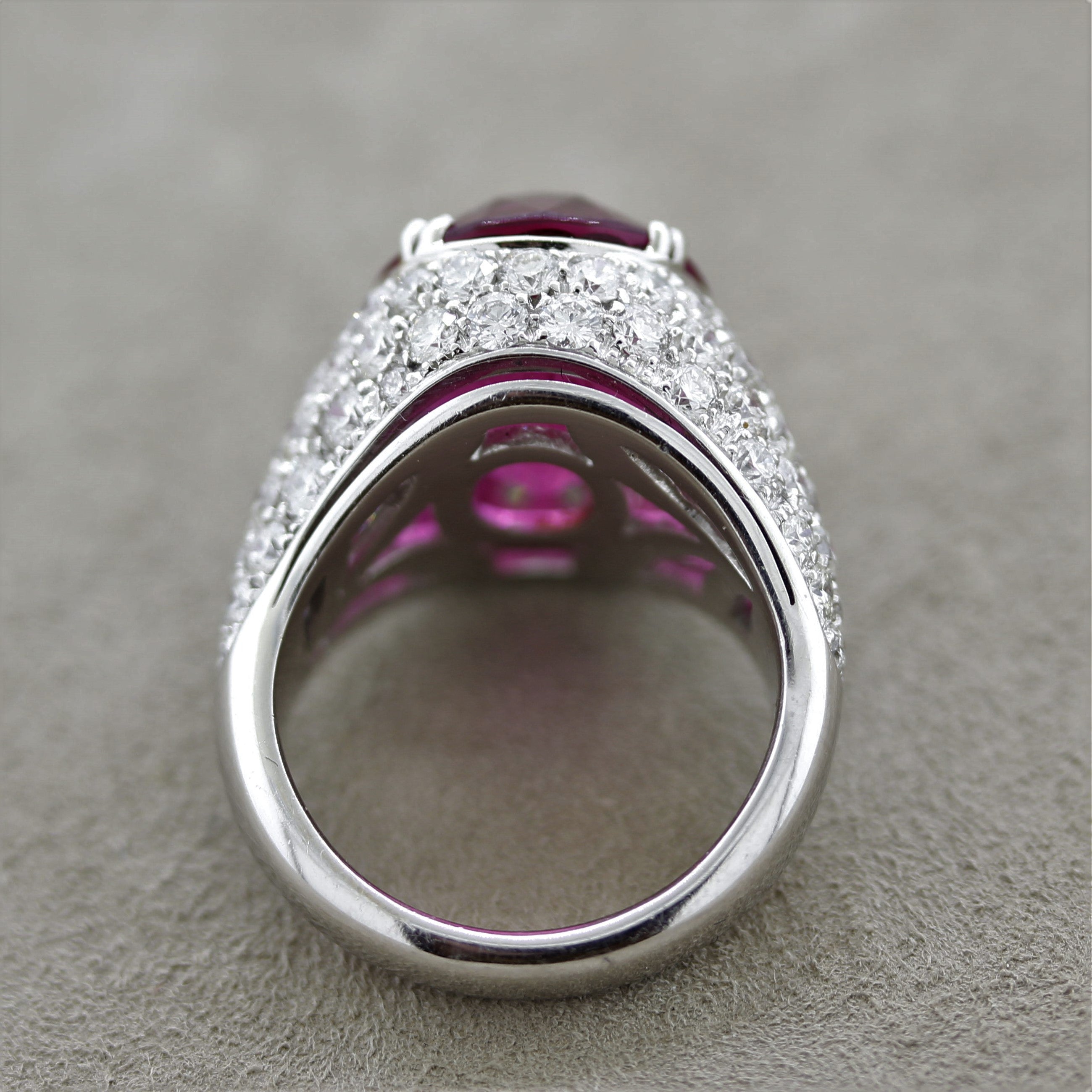 Superb Rubellite Tourmaline Diamond Gold Ring