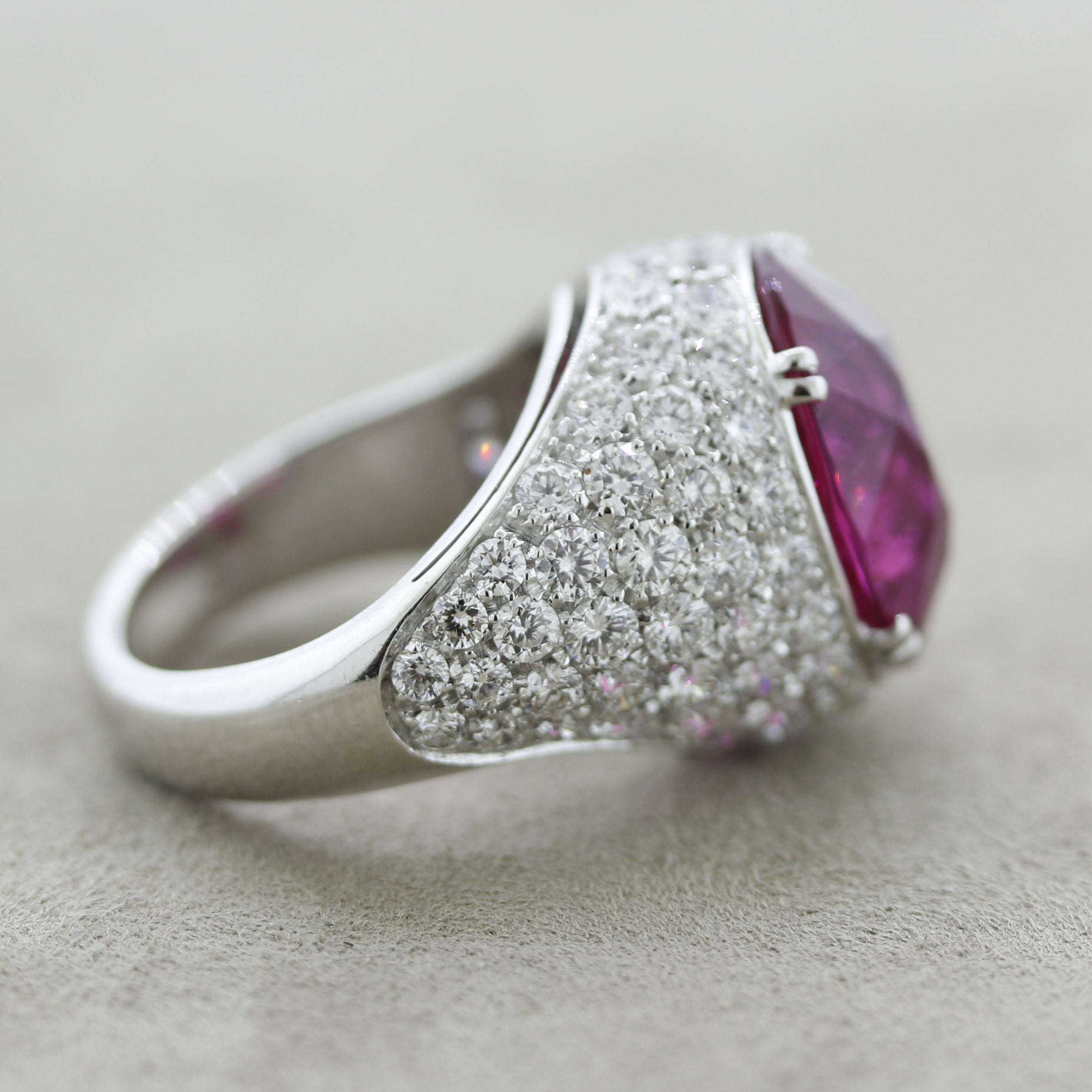 Superb Rubellite Tourmaline Diamond Gold Ring