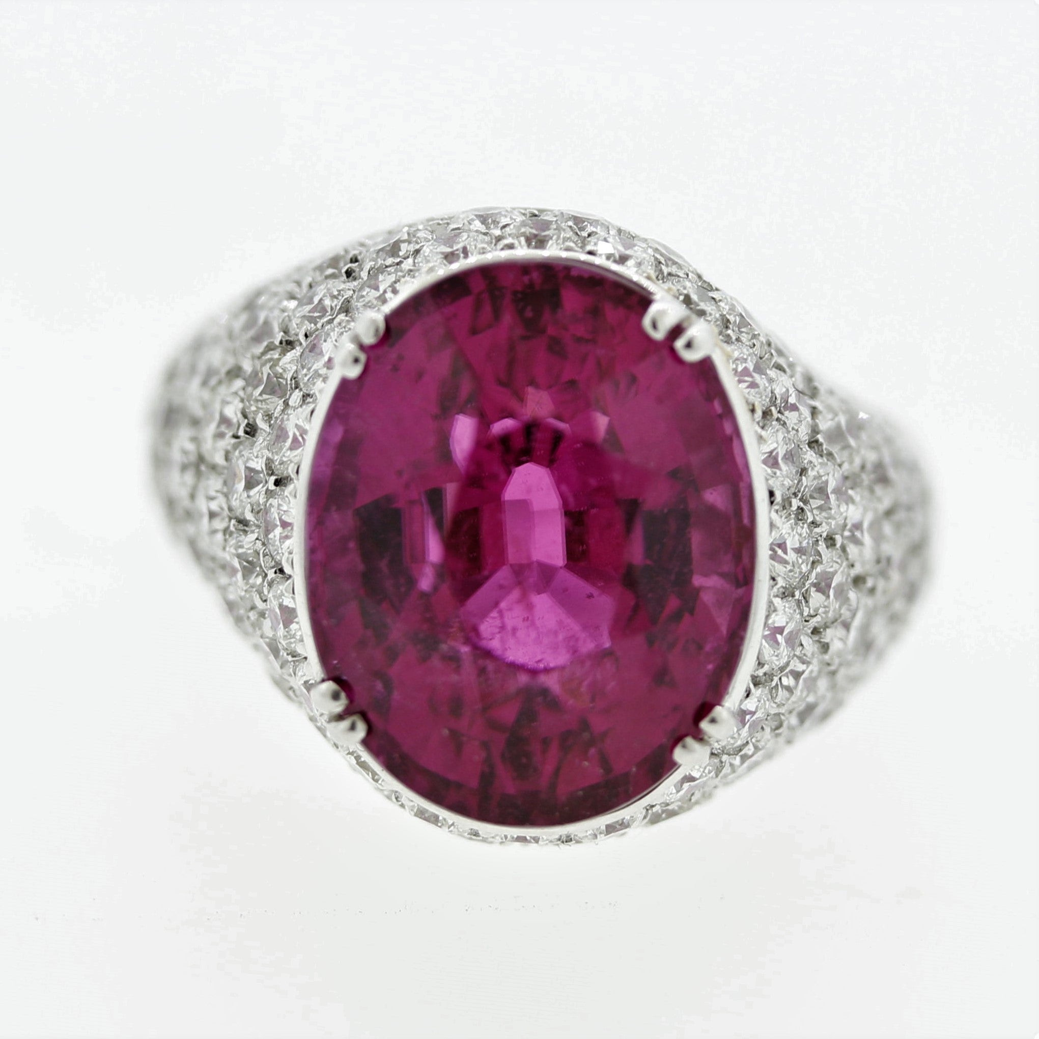 Superb Rubellite Tourmaline Diamond Gold Ring