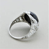 Art Deco Antique Star-Diopside Diamond Platinum Ring