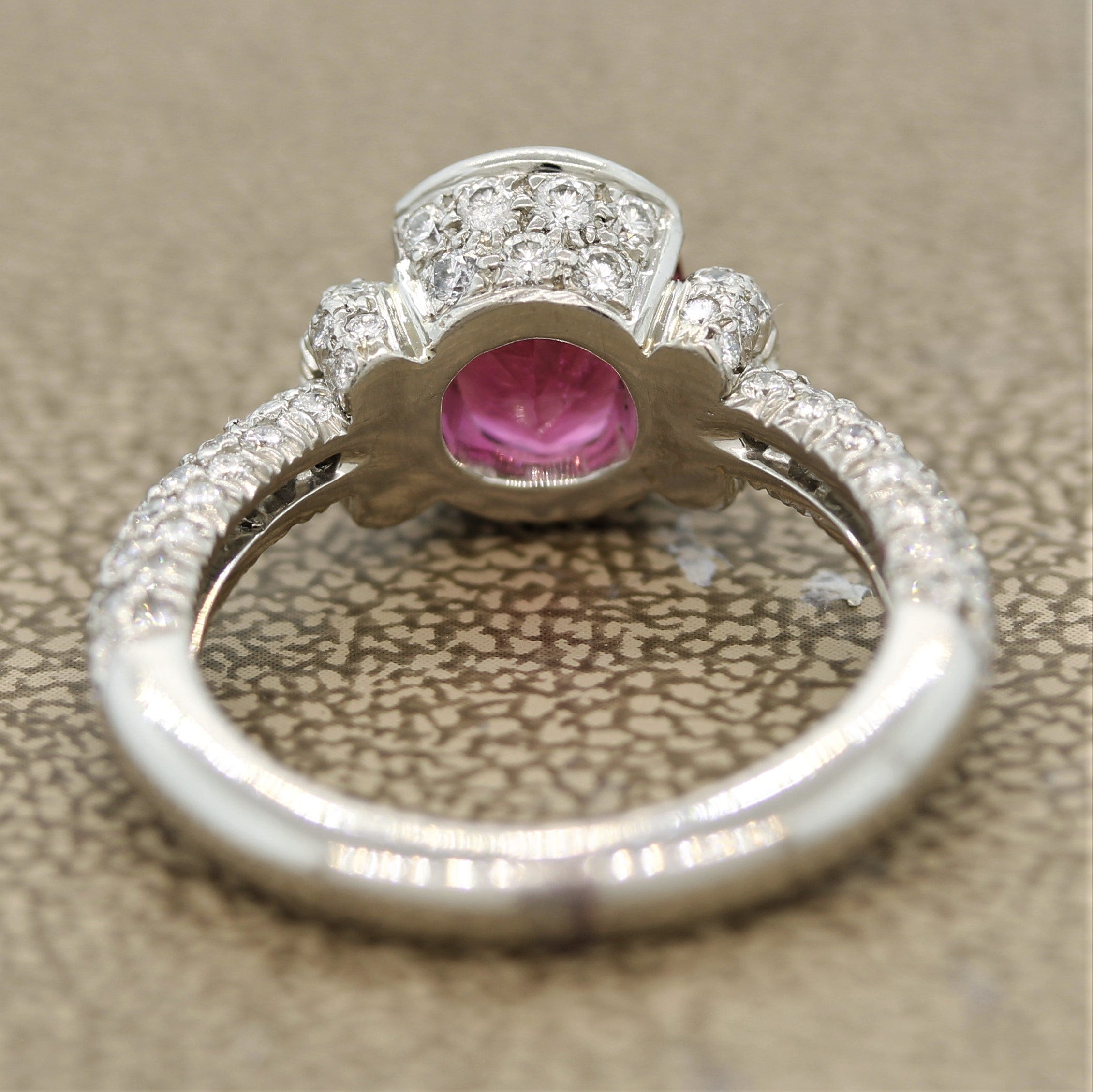 Gemlok Rubellite Tourmaline Diamond Platinum Ring