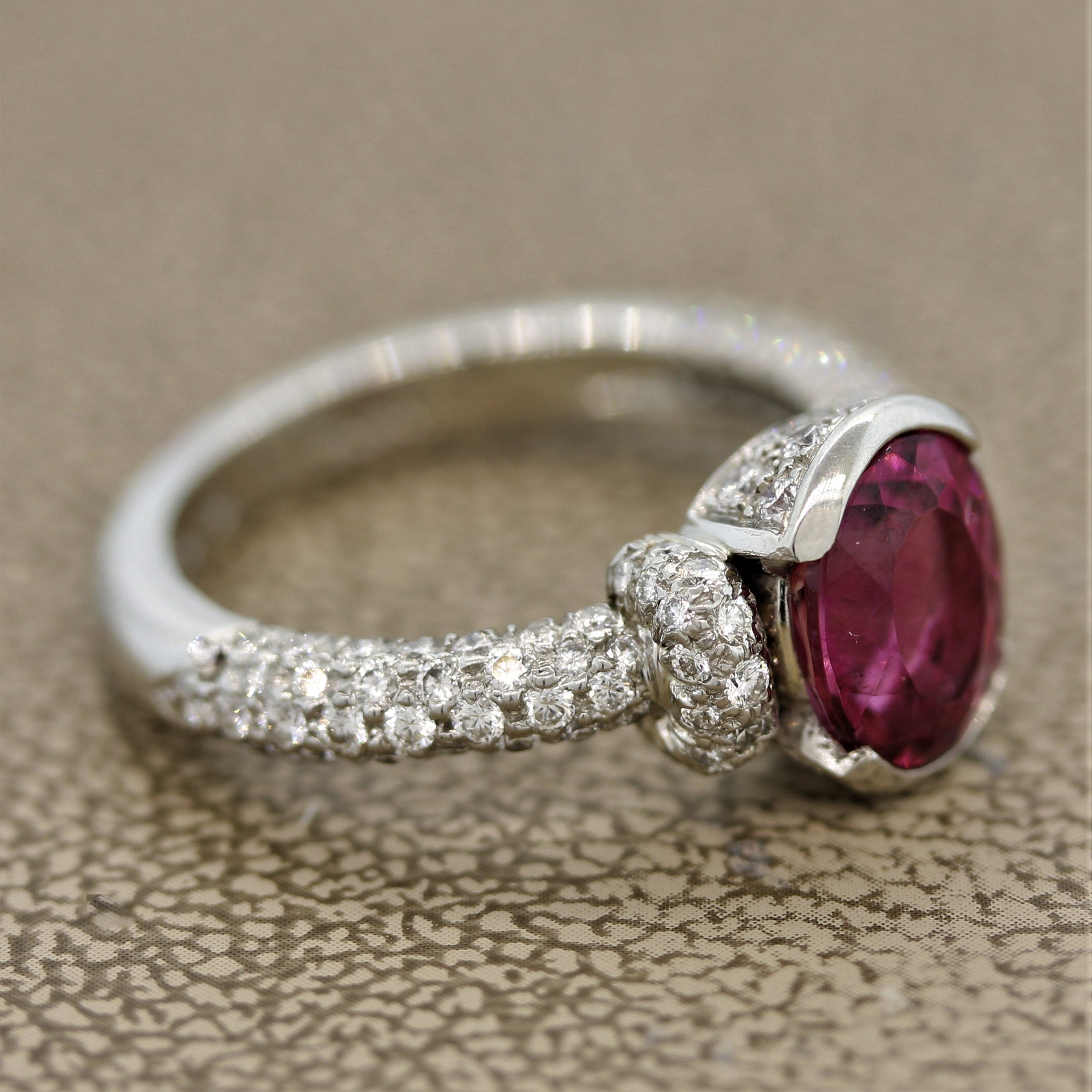 Gemlok Rubellite Tourmaline Diamond Platinum Ring