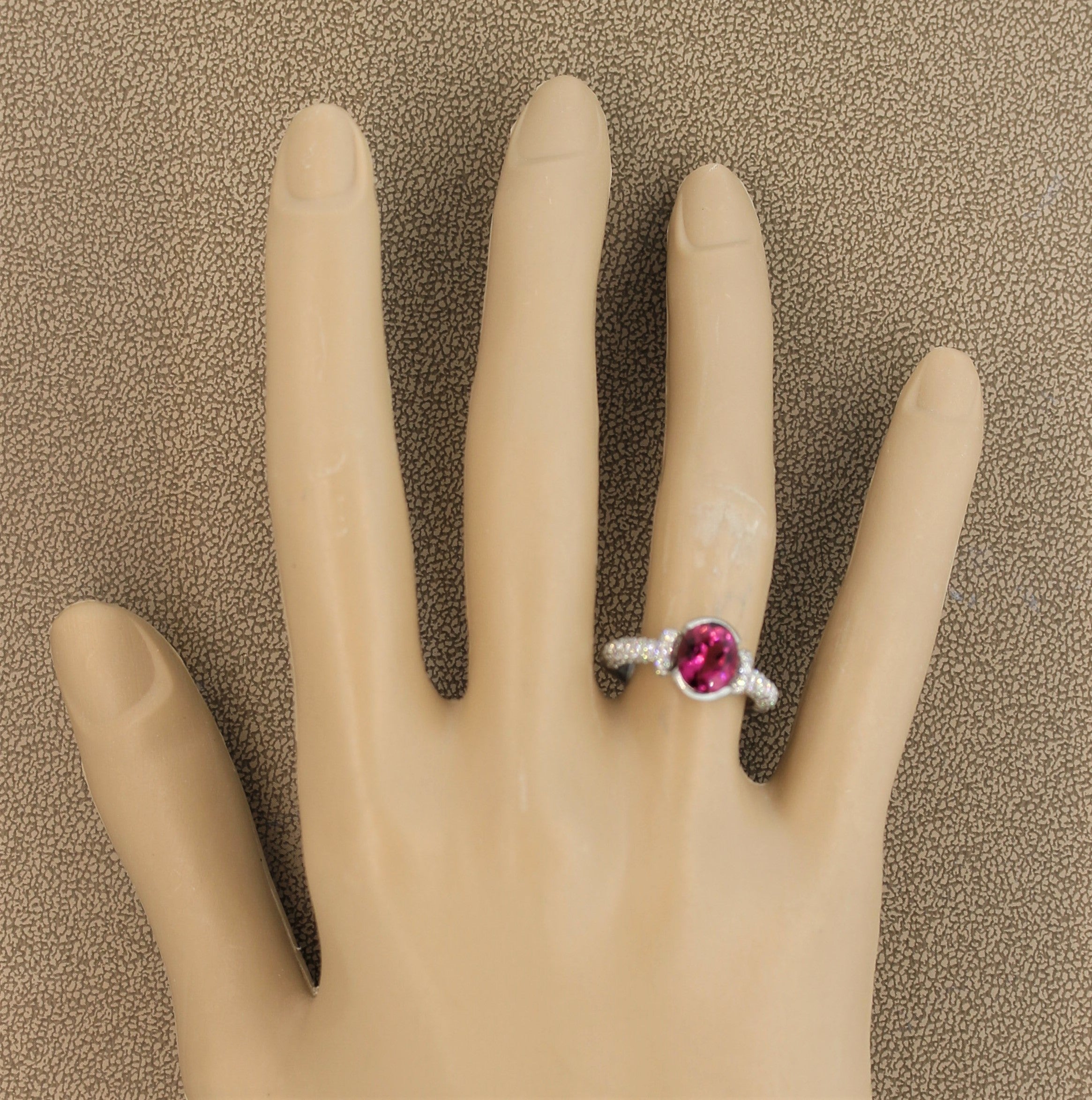 Gemlok Rubellite Tourmaline Diamond Platinum Ring