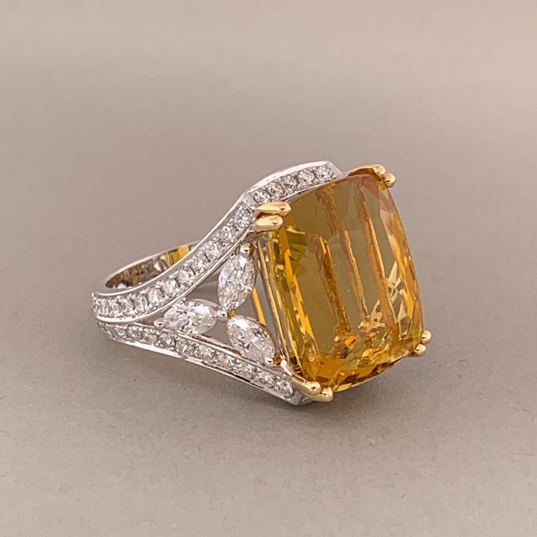 Heliodor Beryl Diamond Gold Ring