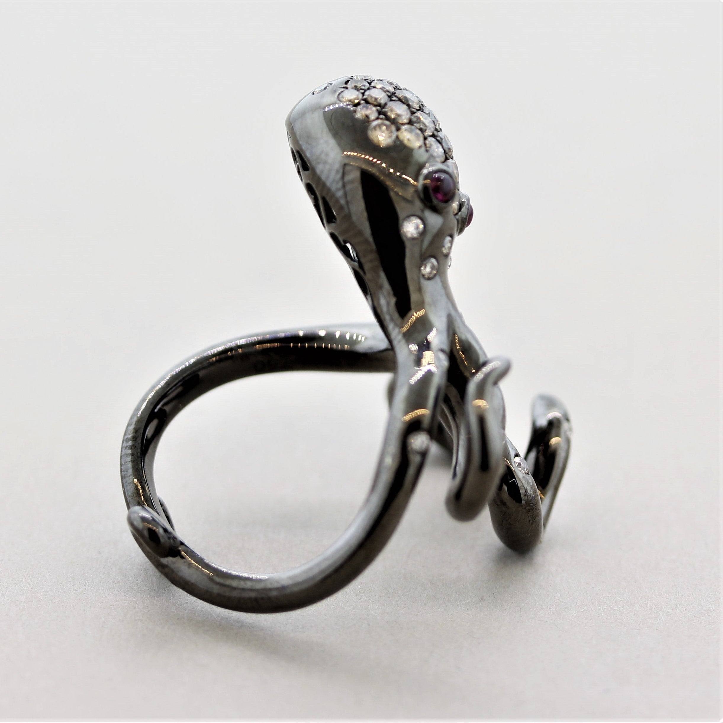 Diamond Ruby Gold & Rhodium Octopus Ring