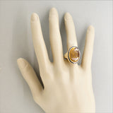 Antique Style Citrine Cameo Diamond Gold Ring