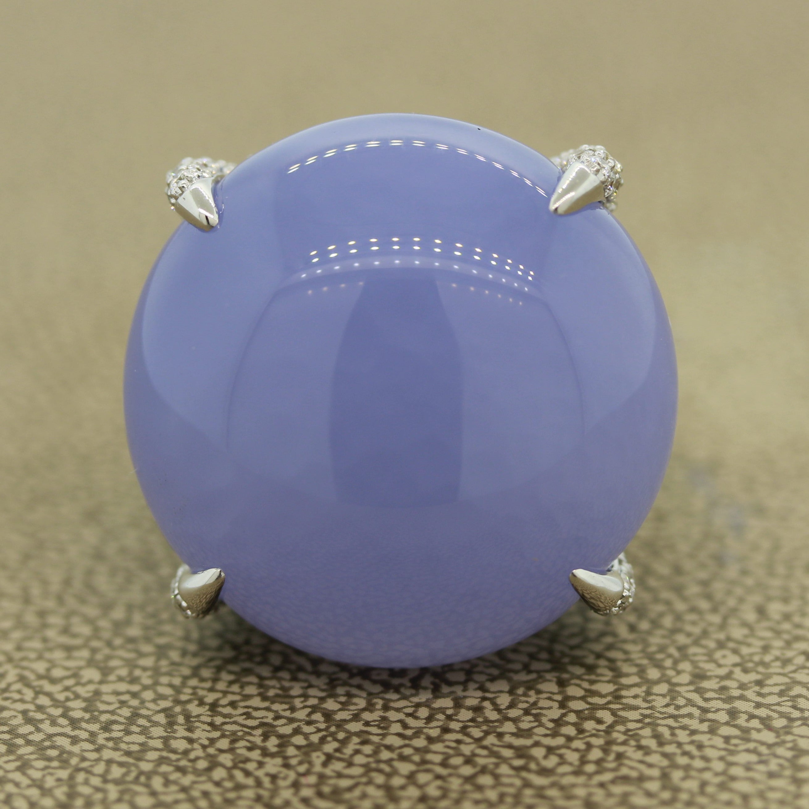 Fine Chalcedony Sapphire Diamond Gold Cocktail Ring