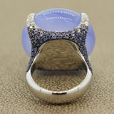 Fine Chalcedony Sapphire Diamond Gold Cocktail Ring