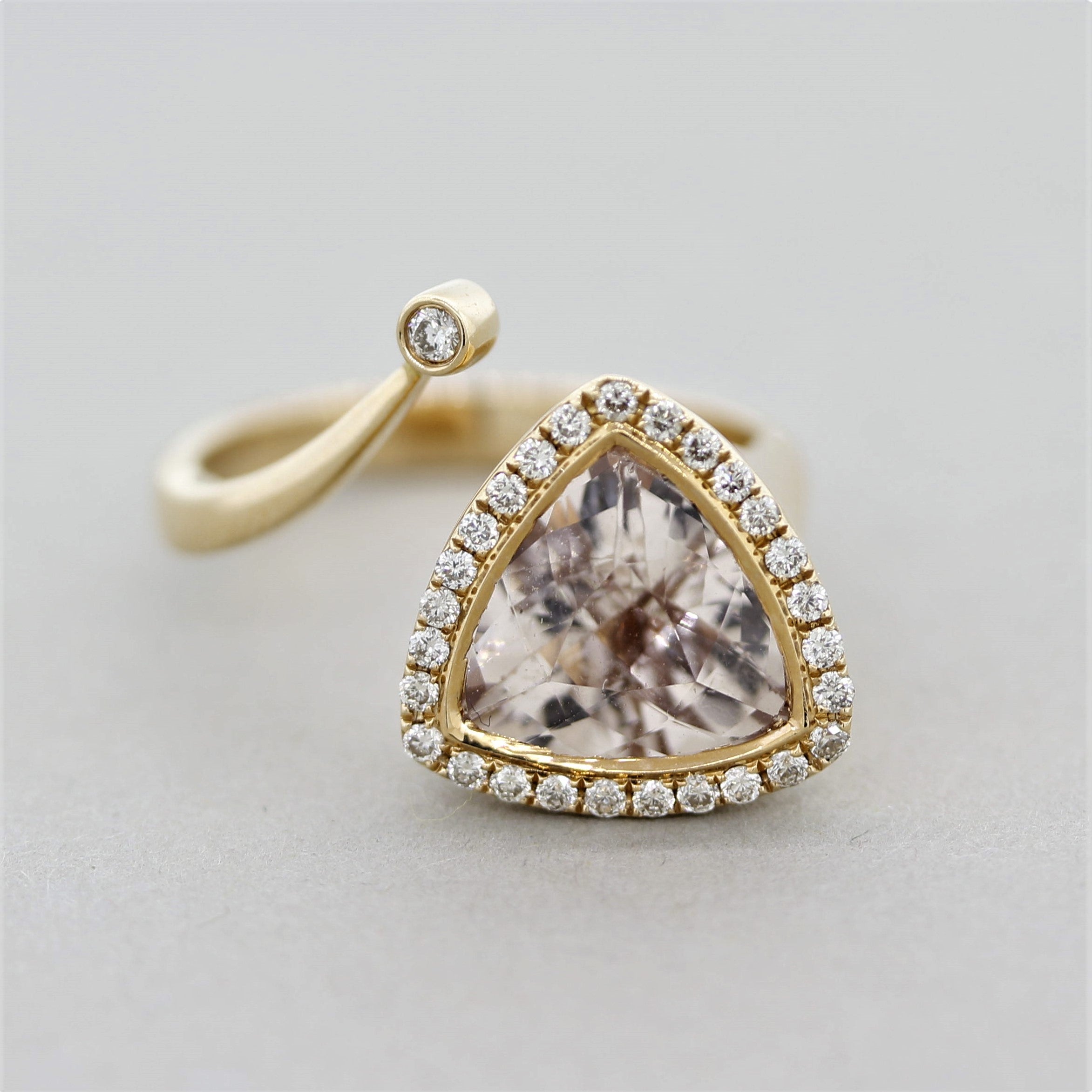 Morganite Diamond Gold Abstract Ring