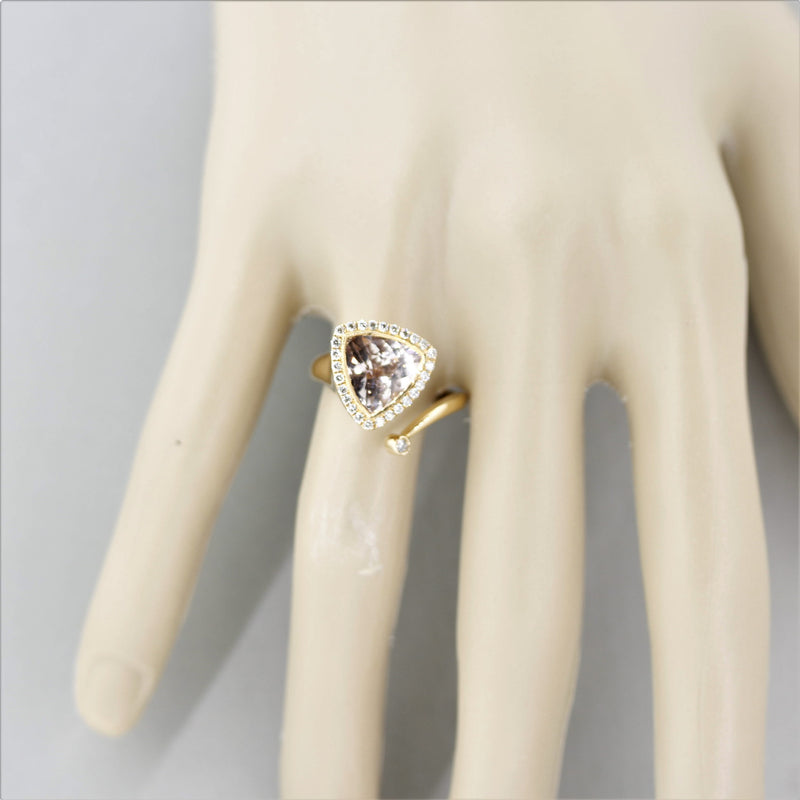 Morganite Diamond Gold Abstract Ring