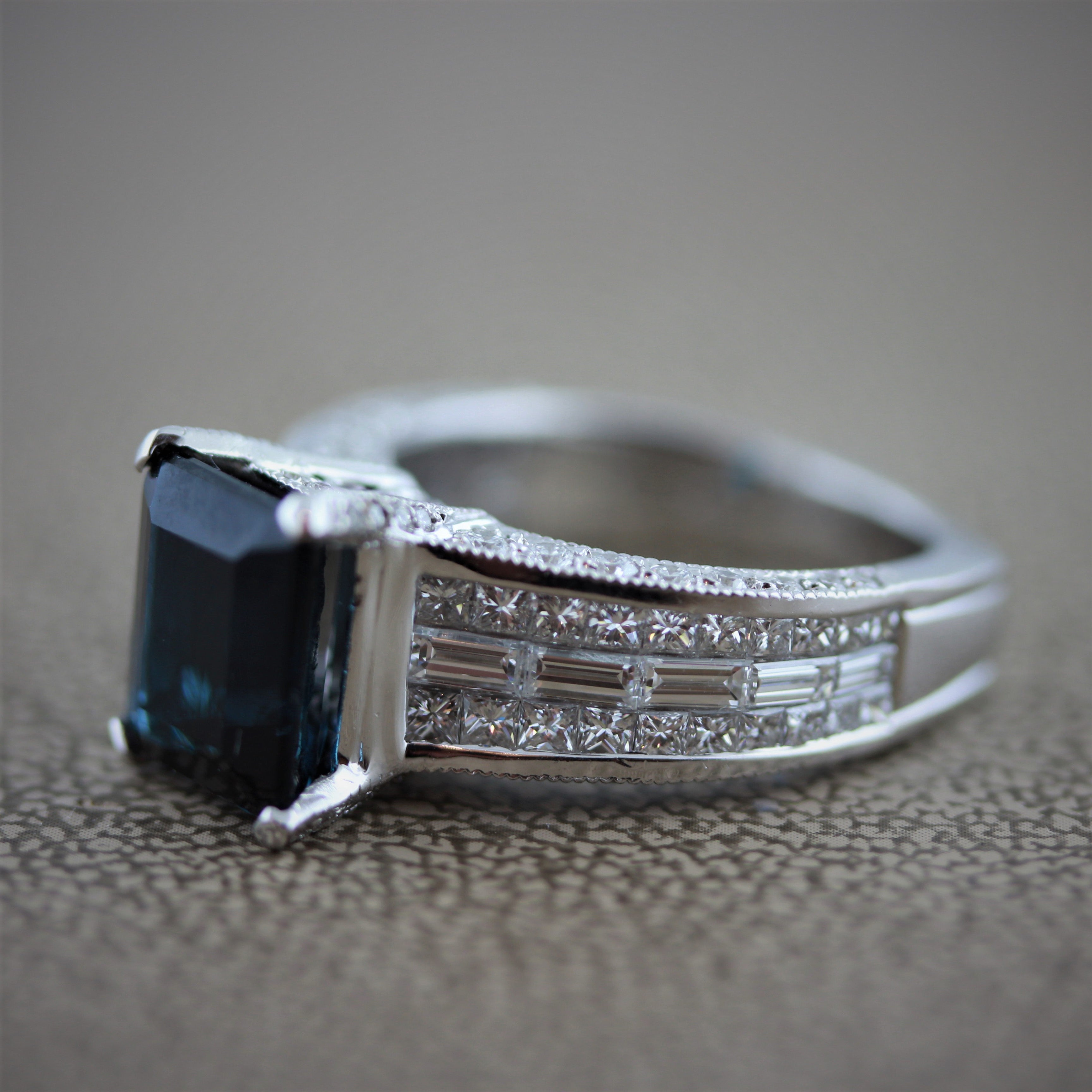 Indicolite Tourmaline Diamond Gold Ring