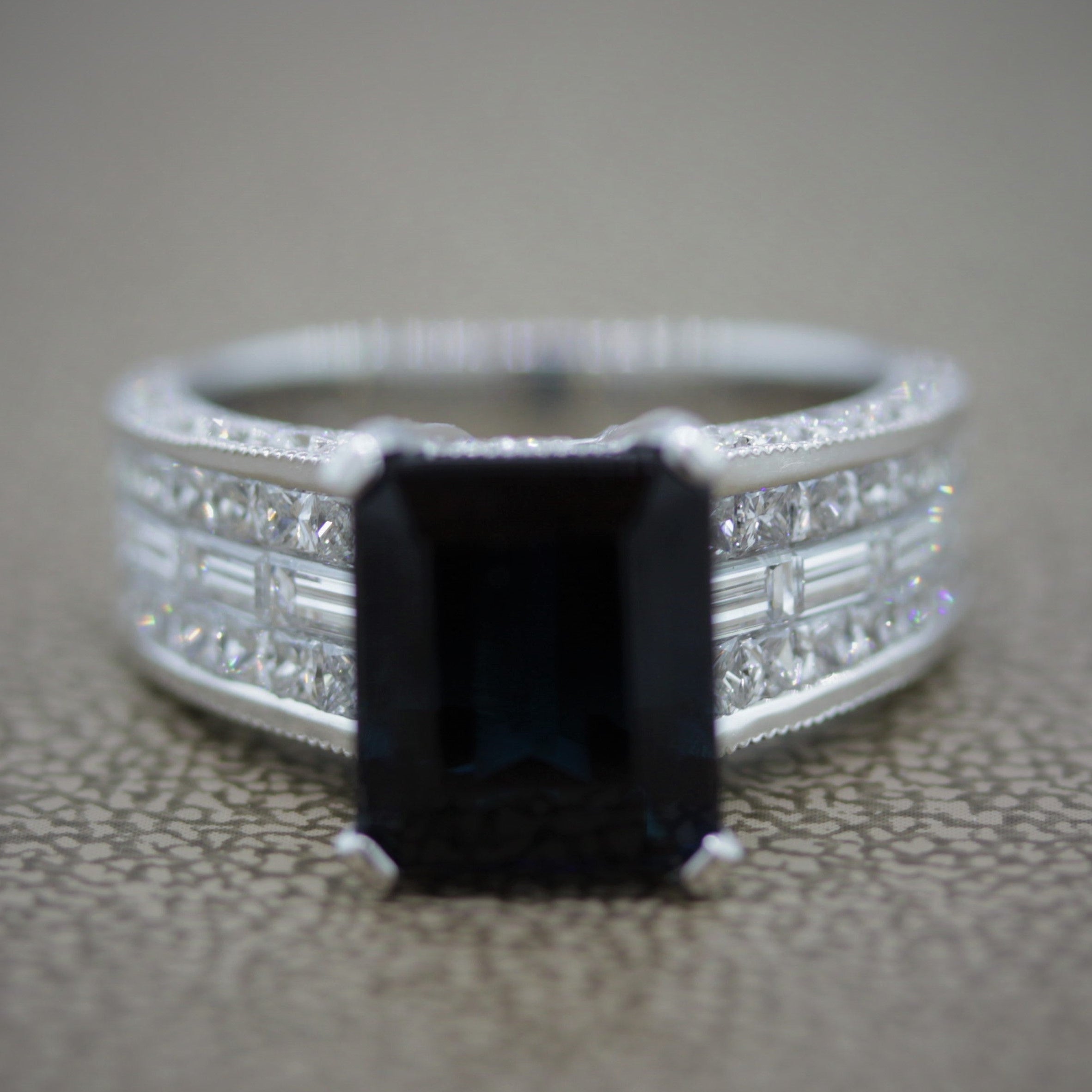 Indicolite Tourmaline Diamond Gold Ring