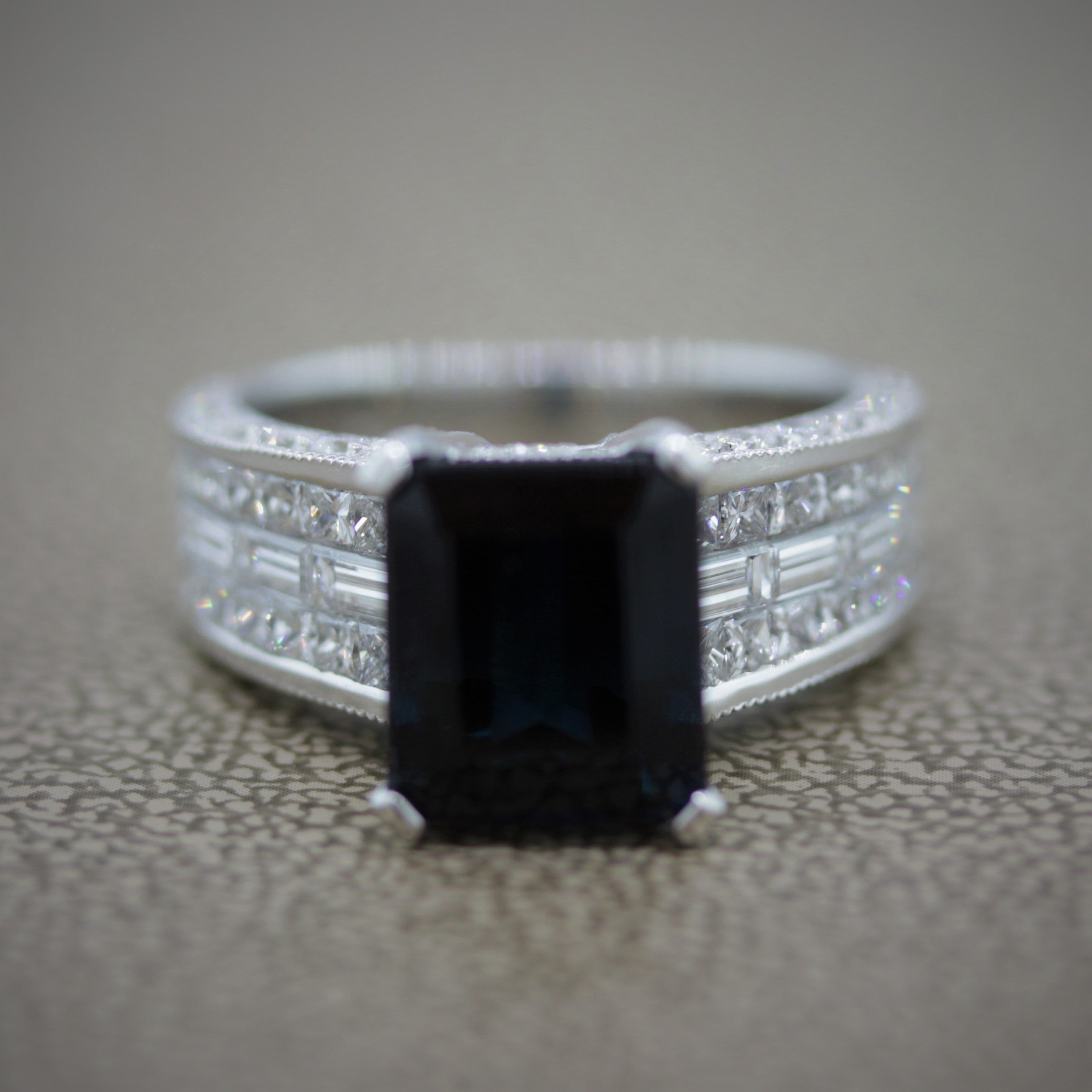 Indicolite Tourmaline Diamond Gold Ring