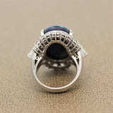 Gem Australian Black Opal Diamond Platinum Ring