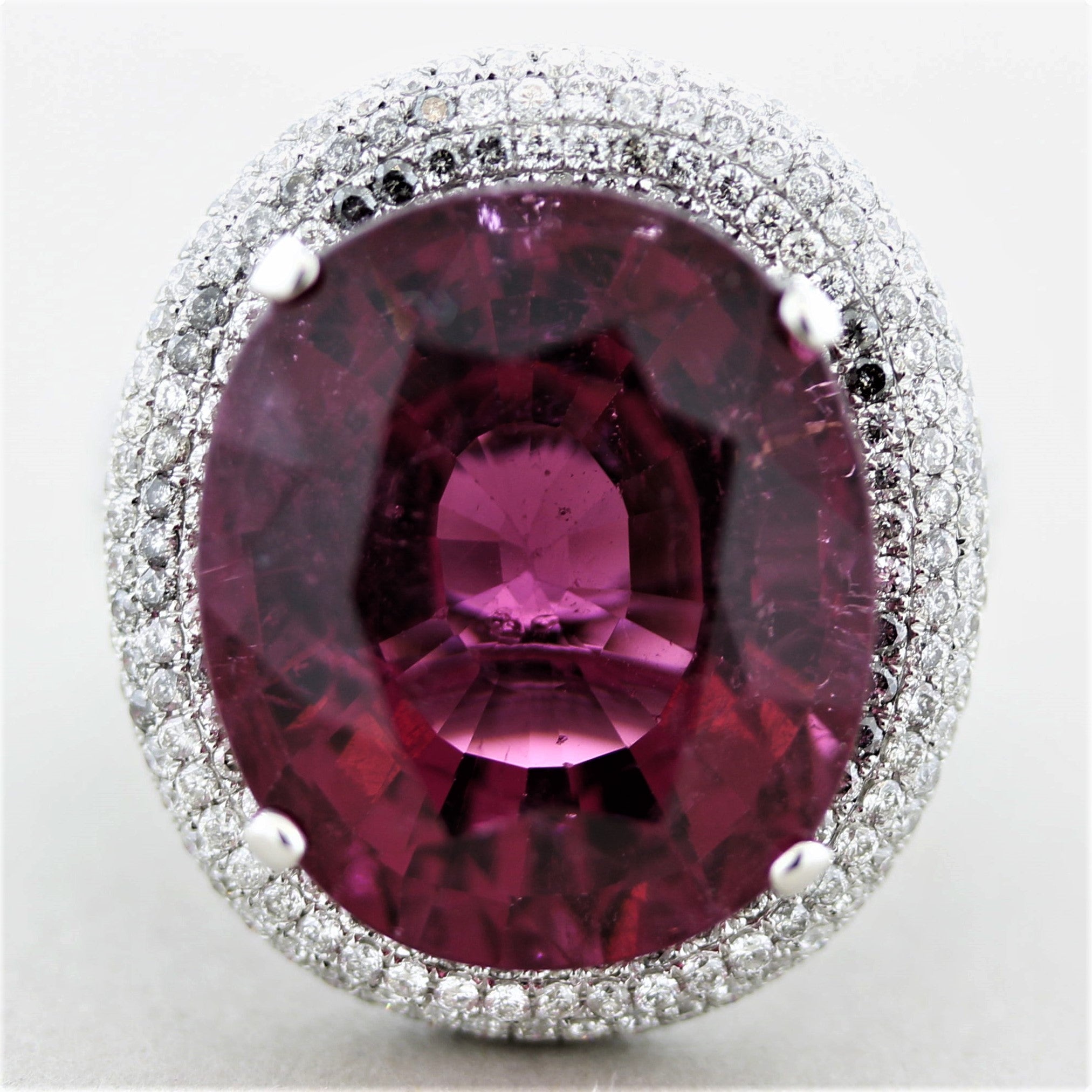 Magnificent Rubellite Tourmaline Diamond Gold Cocktail Ring