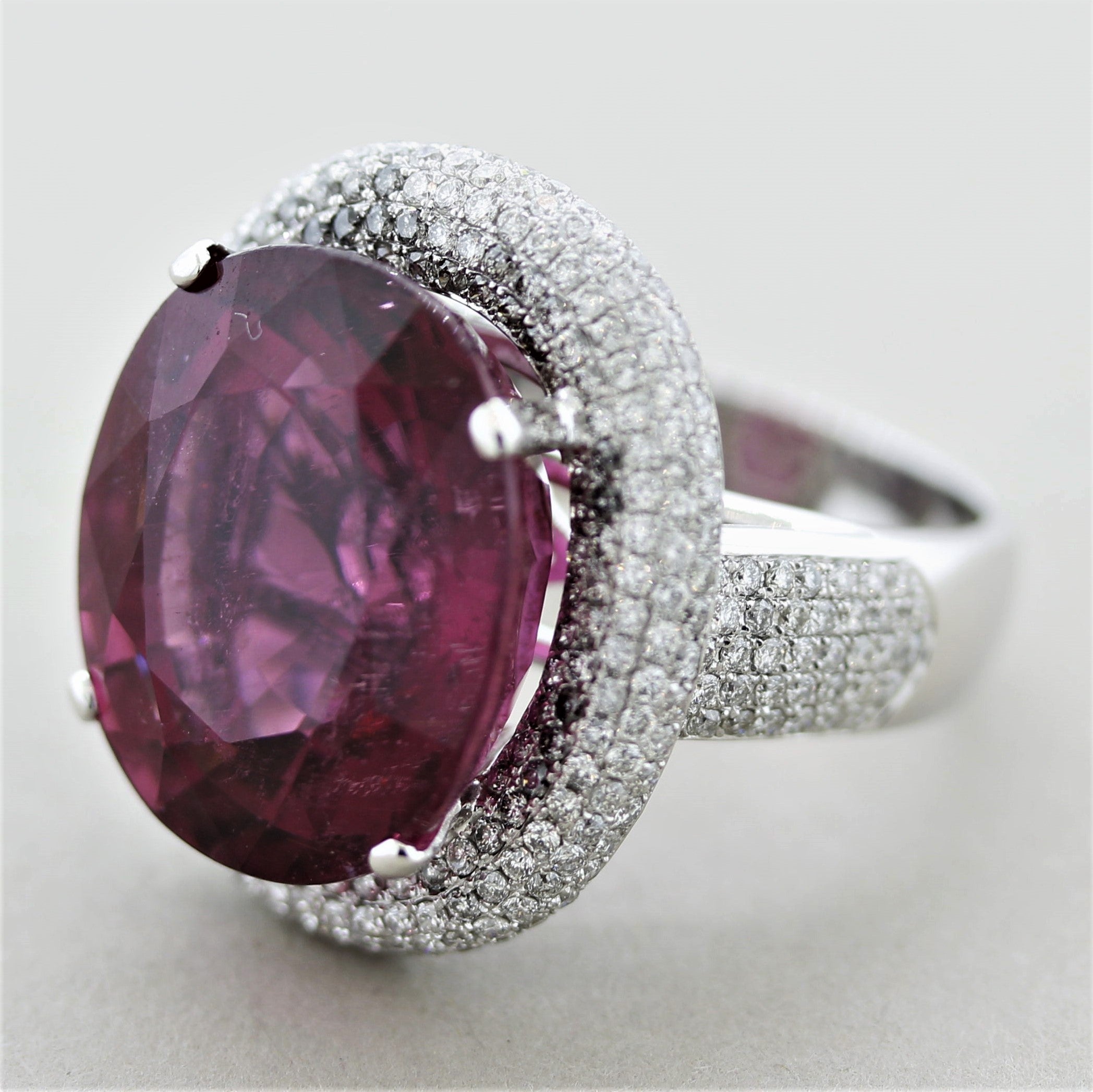 Magnificent Rubellite Tourmaline Diamond Gold Cocktail Ring