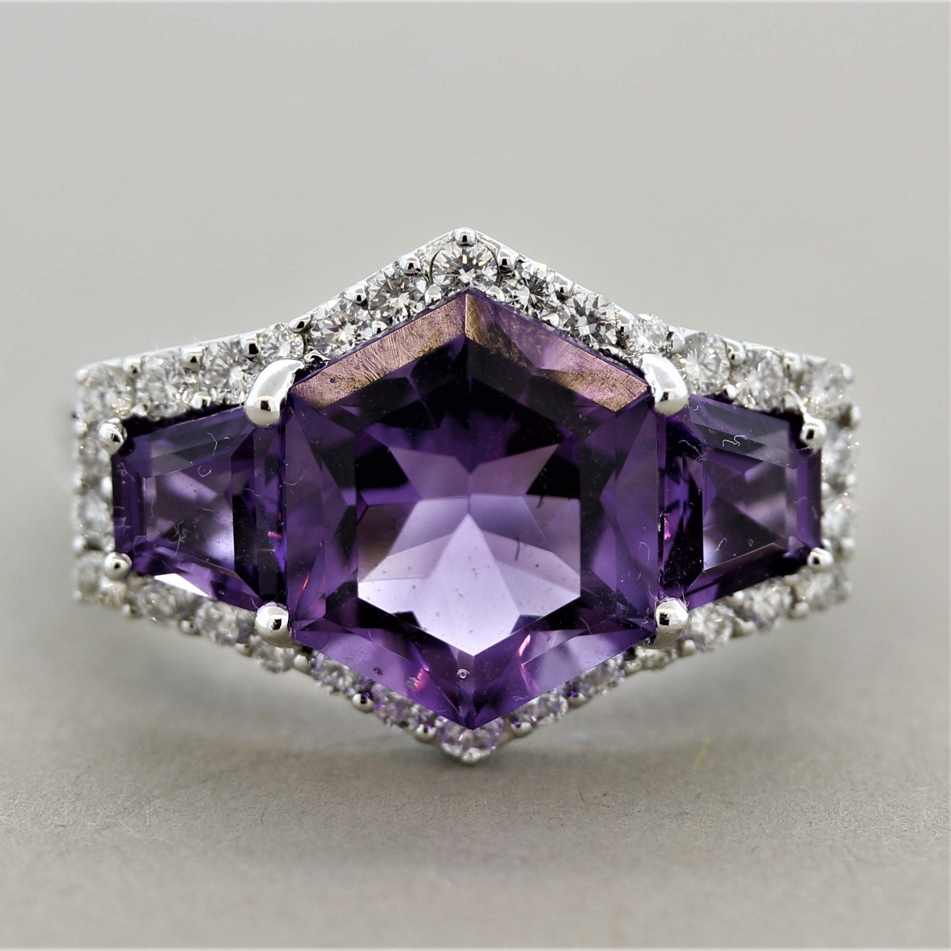 Amethyst Diamond Gold Ring