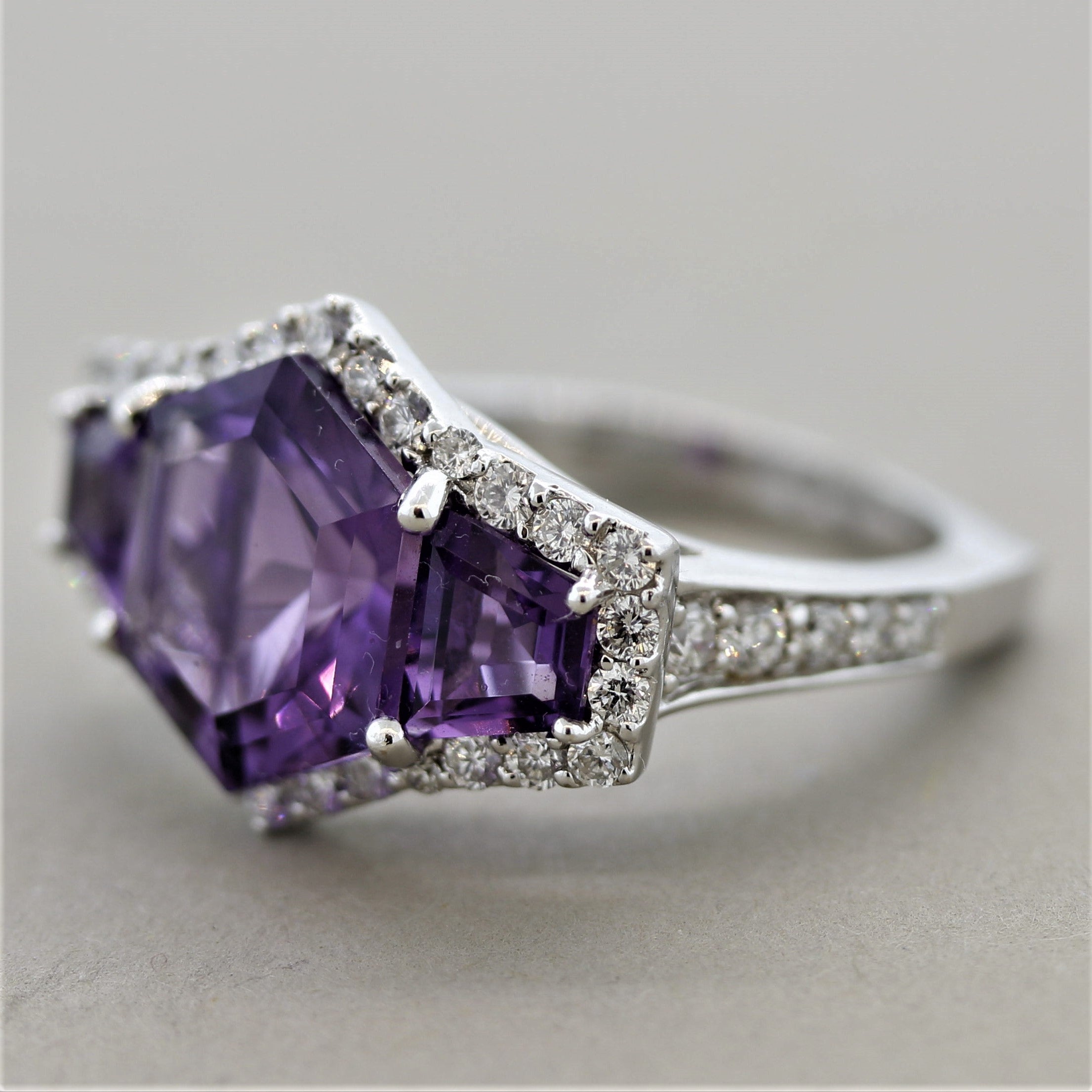 Amethyst Diamond Gold Ring