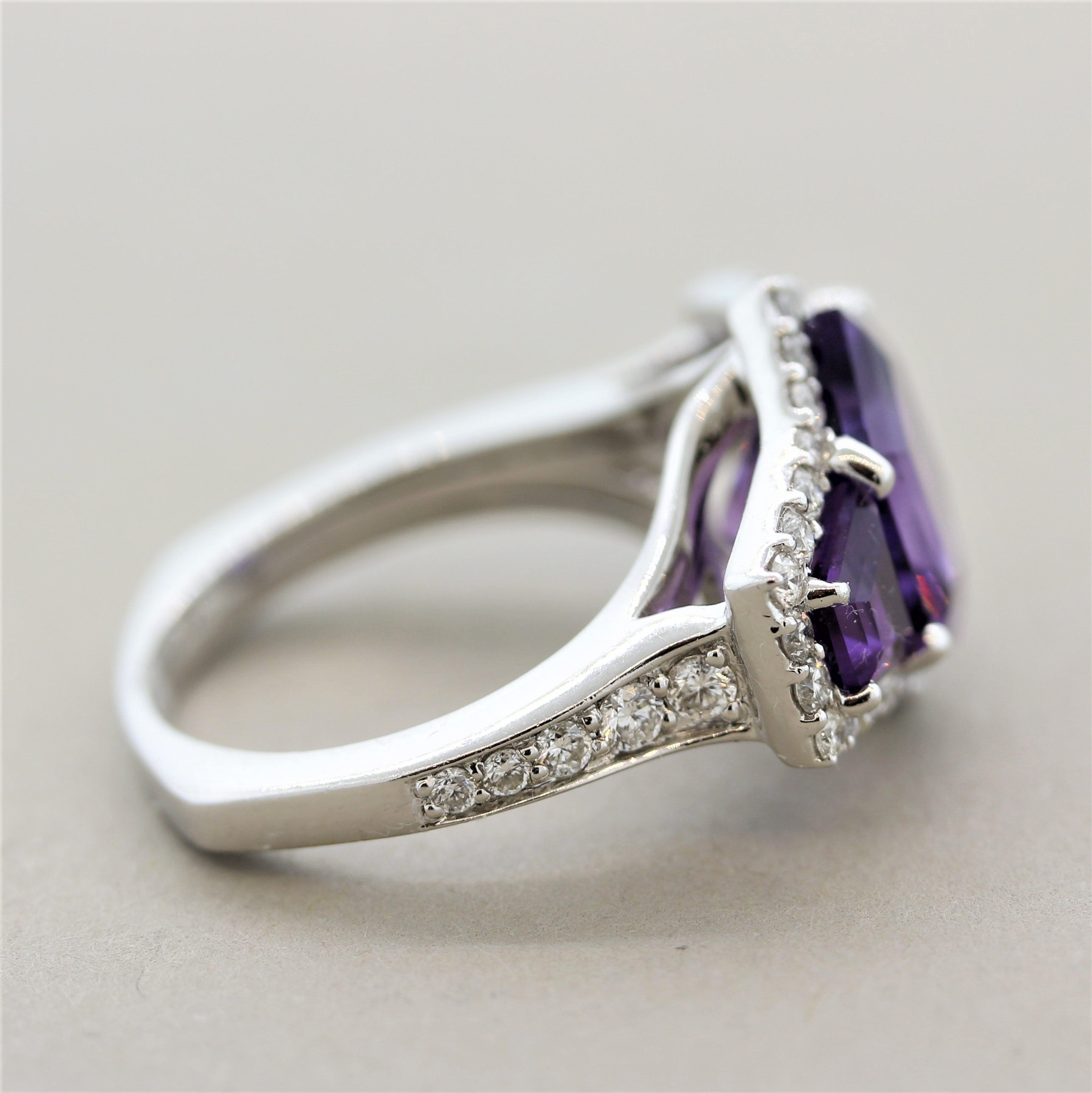 Amethyst Diamond Gold Ring