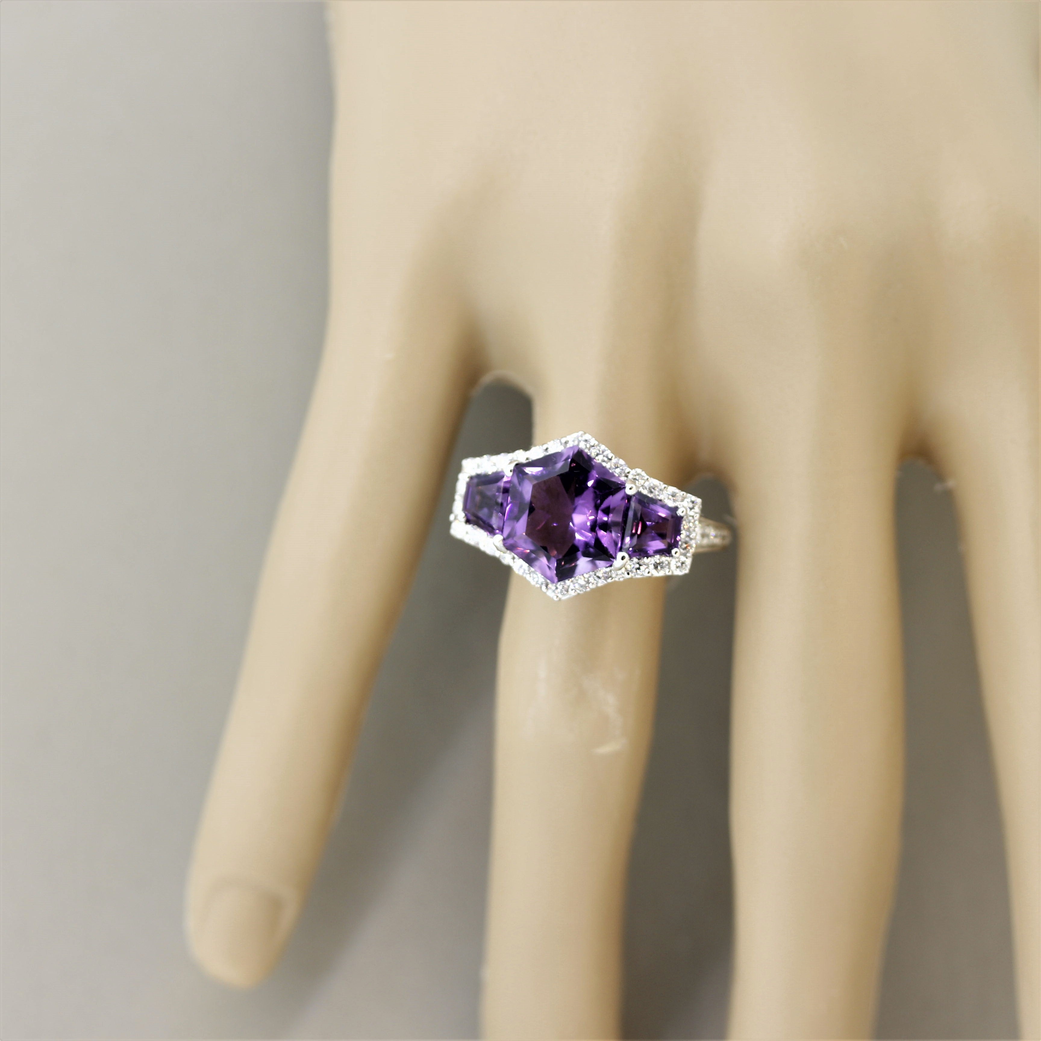 Amethyst Diamond Gold Ring